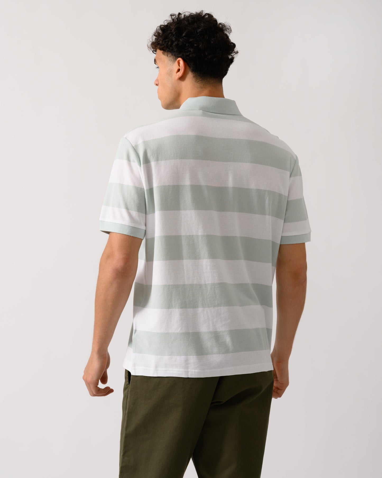 BOSS Orange Pales Stripe Mens Relaxed-Fit Cotton Piqué Polo Shirt with Horizontal Stripes - White 100