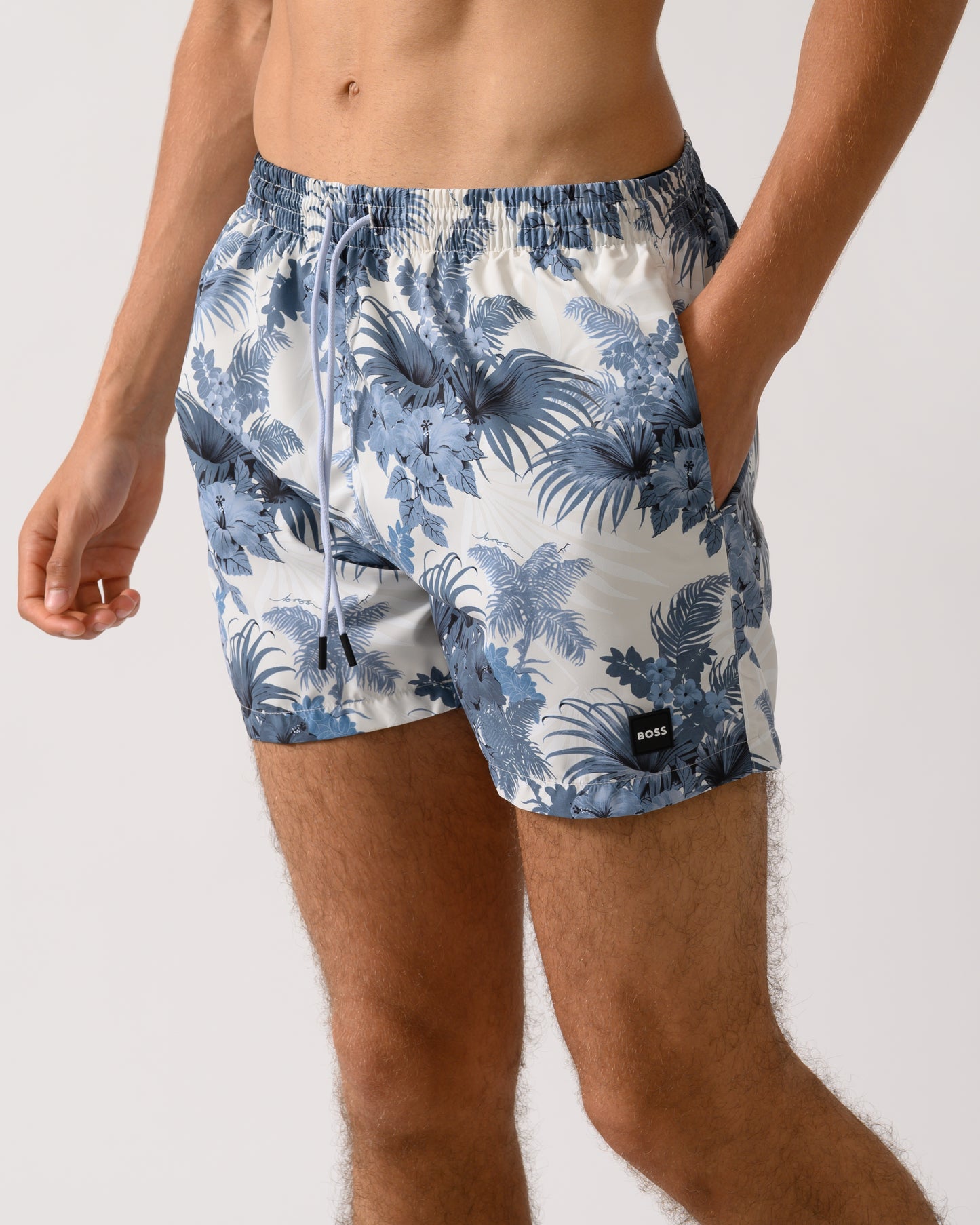 BOSS Orange Piranha Mens Tropical Print Quick-Drying Swim Shorts