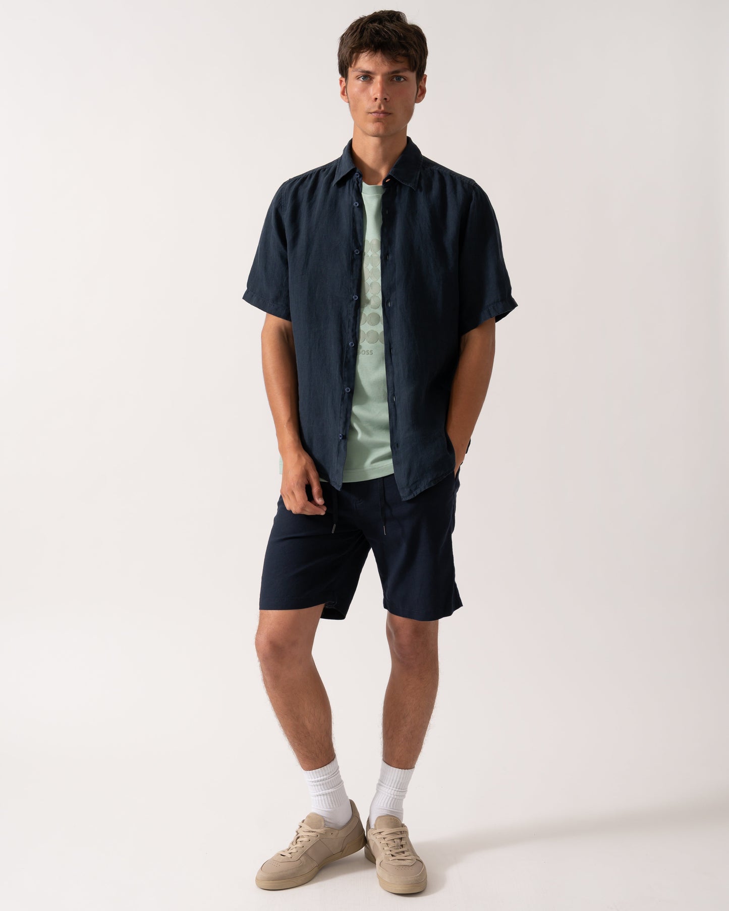 BOSS Orange Rash 2 Mens Short Sleeve Shirt - Dark Blue 404