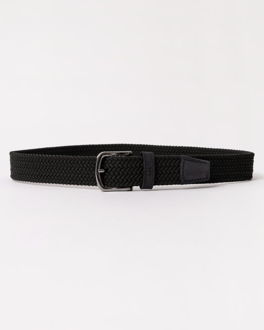 BOSS Orange Woven belt with leather trims - Black 001