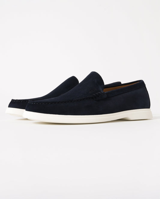 BOSS Orange Sienna Mens Suede Loafers - Dark Blue 401