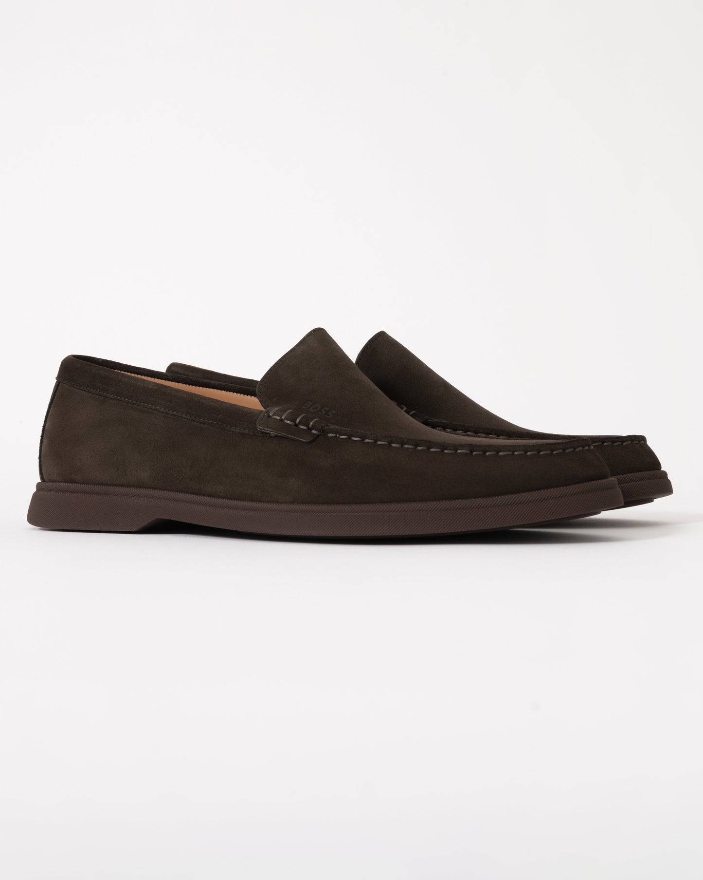 BOSS Orange Sienna Mens Suede Loafers - Dark Brown 203