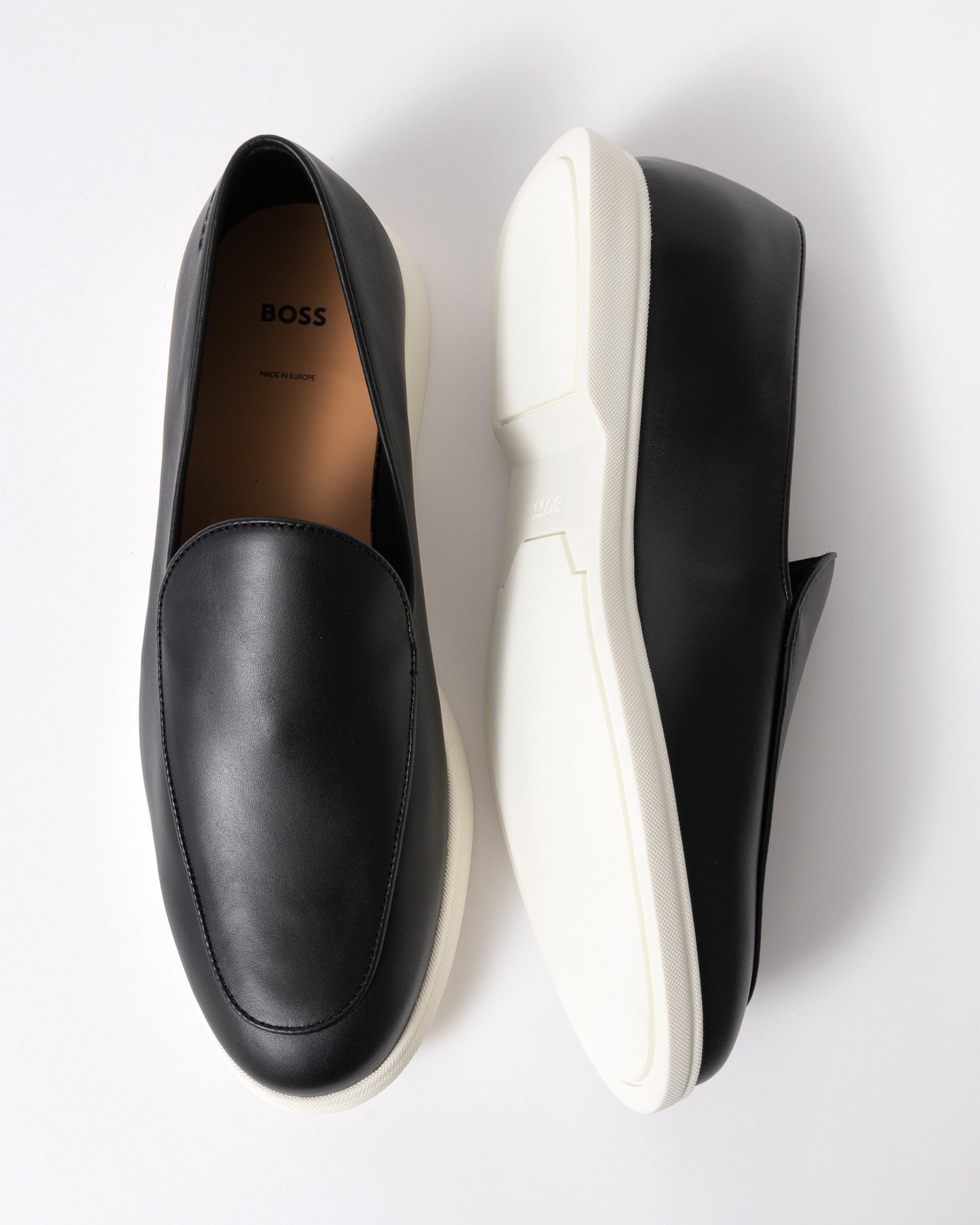 BOSS Orange Sienne Mens Italian Leather Loafers - Black 001