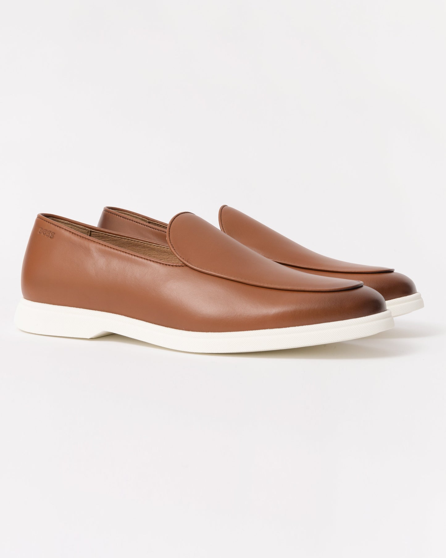 BOSS Orange Sienne Mens Italian Leather Loafers - Medium Brown 210