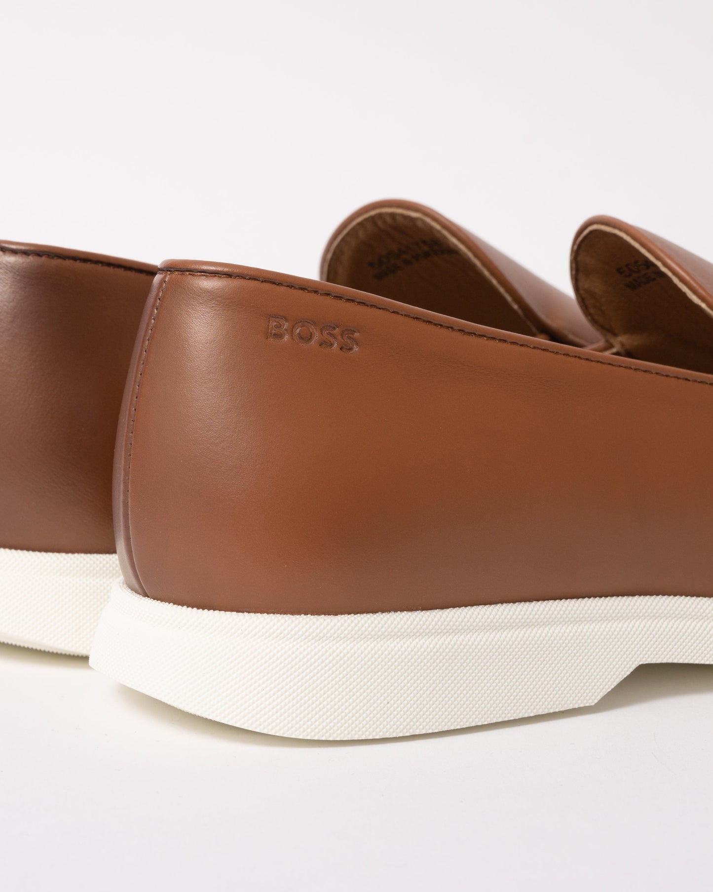 BOSS Orange Sienne Mens Italian Leather Loafers - Medium Brown 210