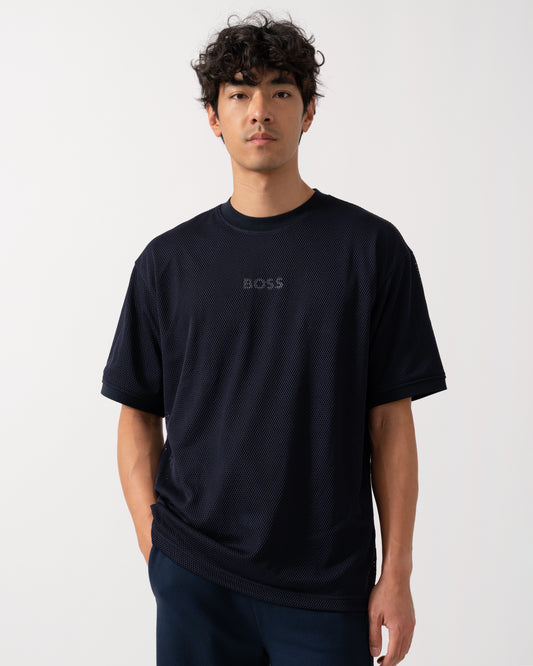BOSS Orange Summer Mesh Mens T-Shirt - Dark Blue 404