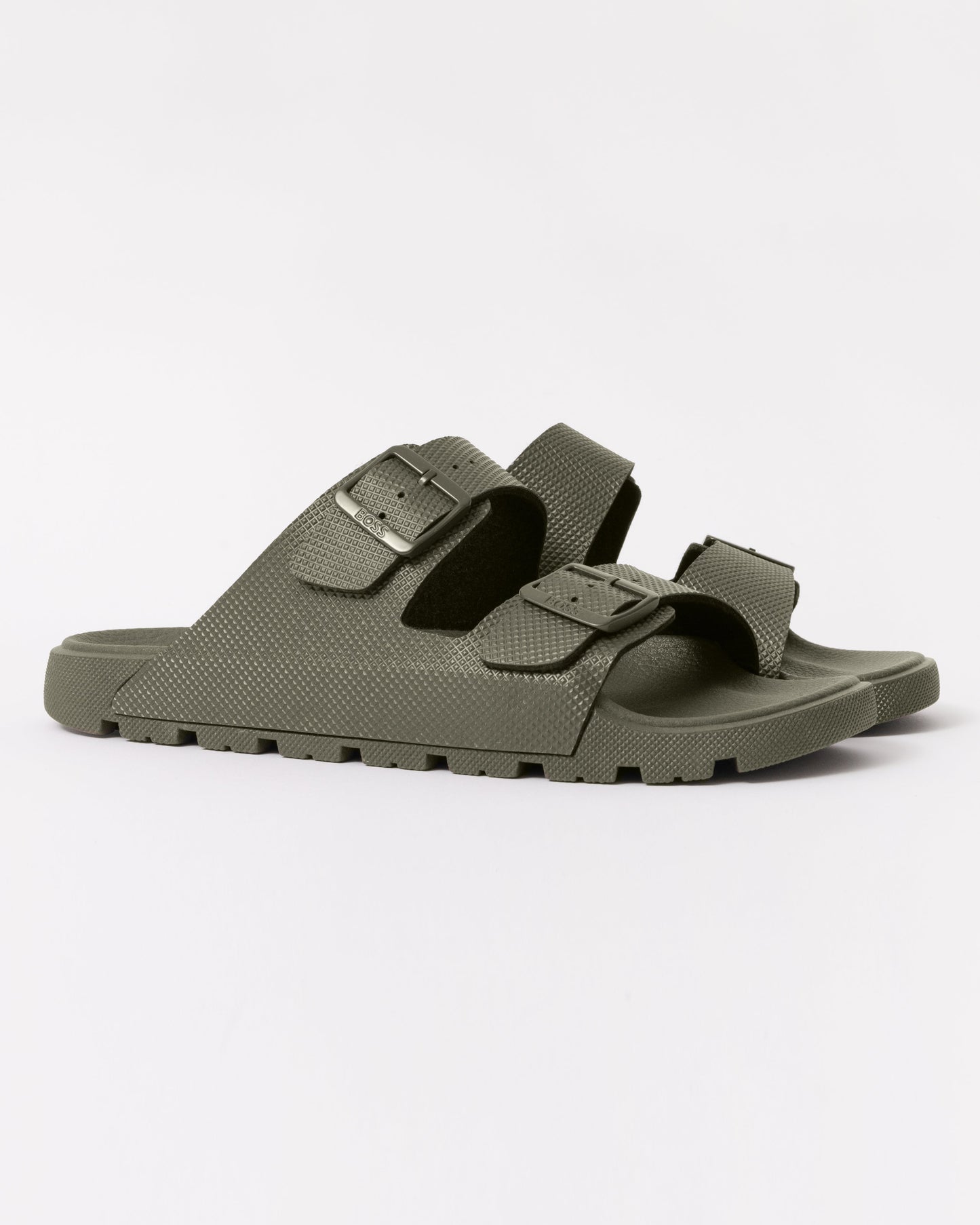 BOSS Orange Surfley Mens Twin-Strap Sandals - Dark Green 308