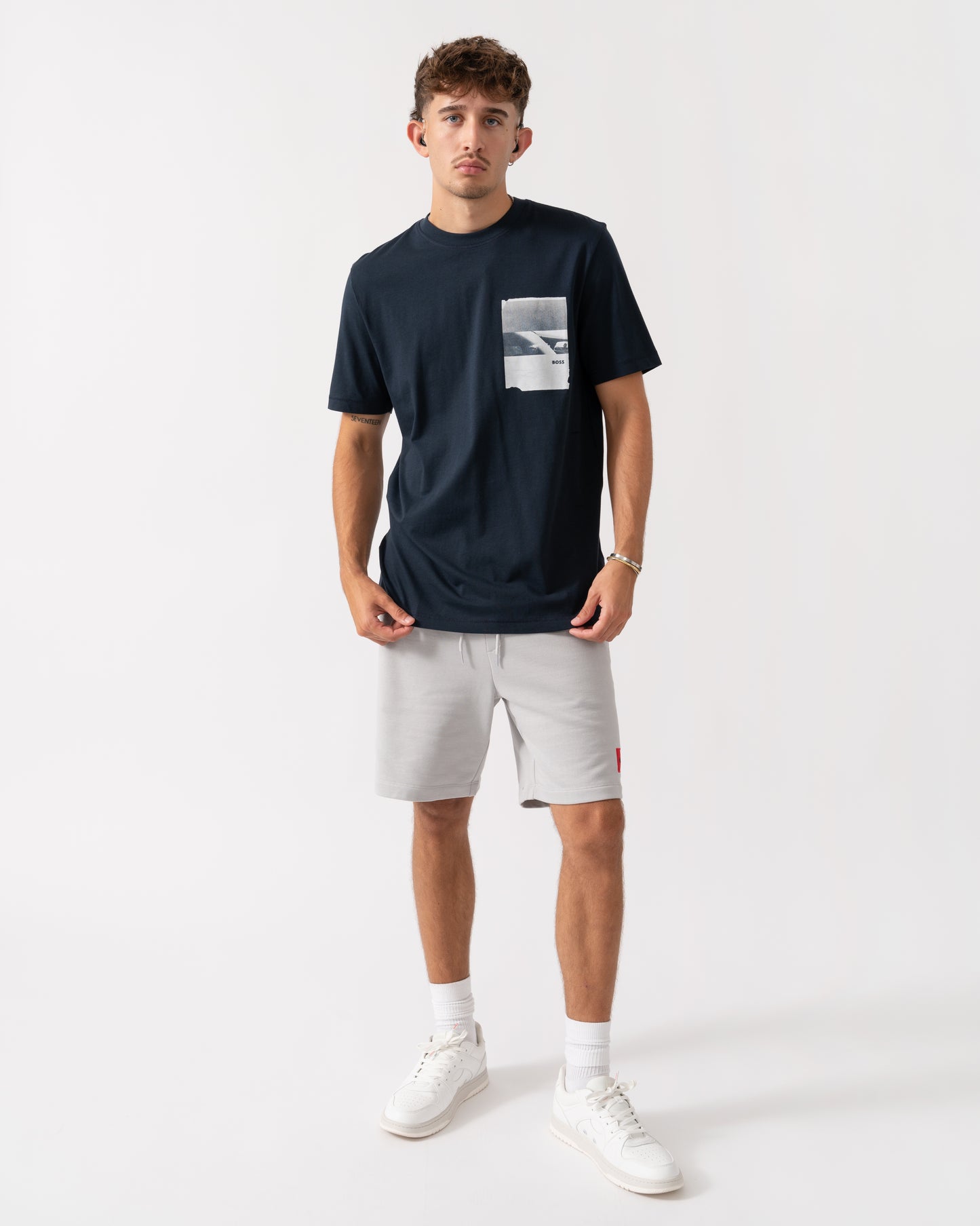 BOSS Orange Te Container Mens Graphic Print T-Shirt - Dark Blue 404