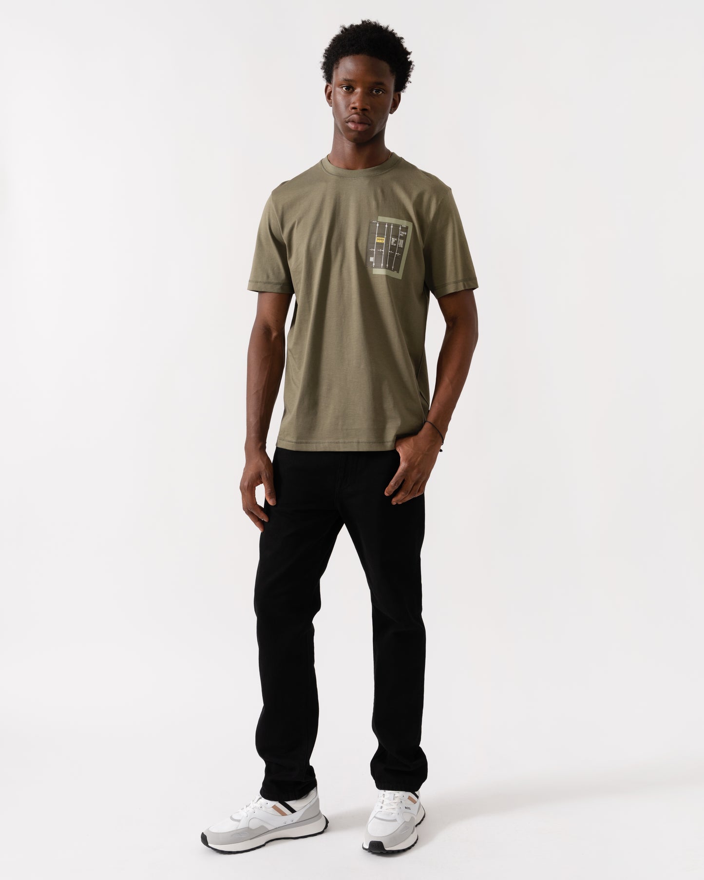 BOSS Orange Te Container Mens Graphic Print T-Shirt - Open Green 342