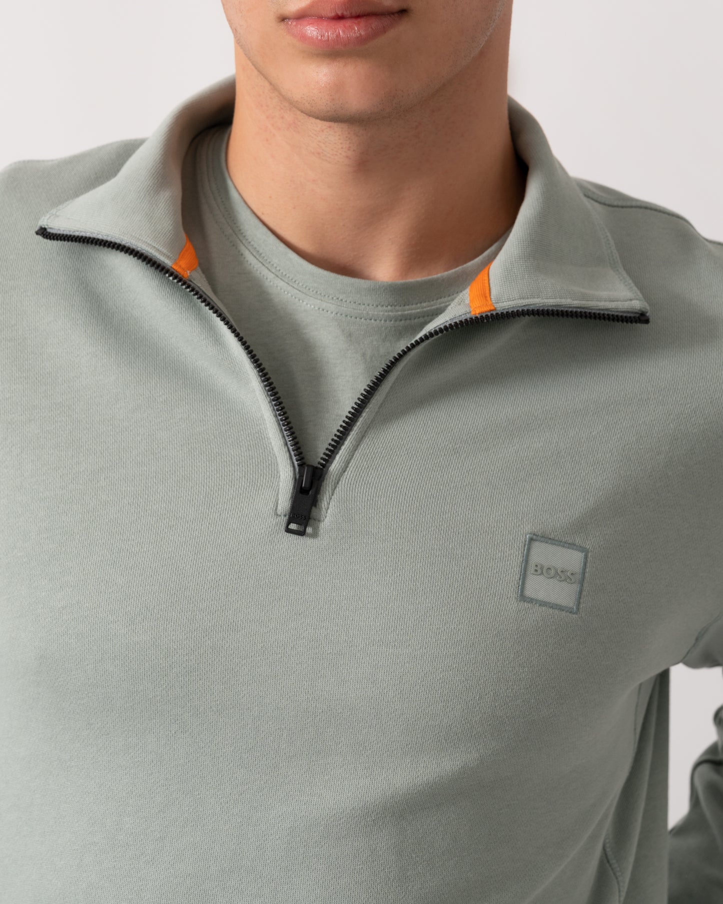 BOSS Orange Zetrust Mens 1/4 Zip Sweatshirt - Open Green 351