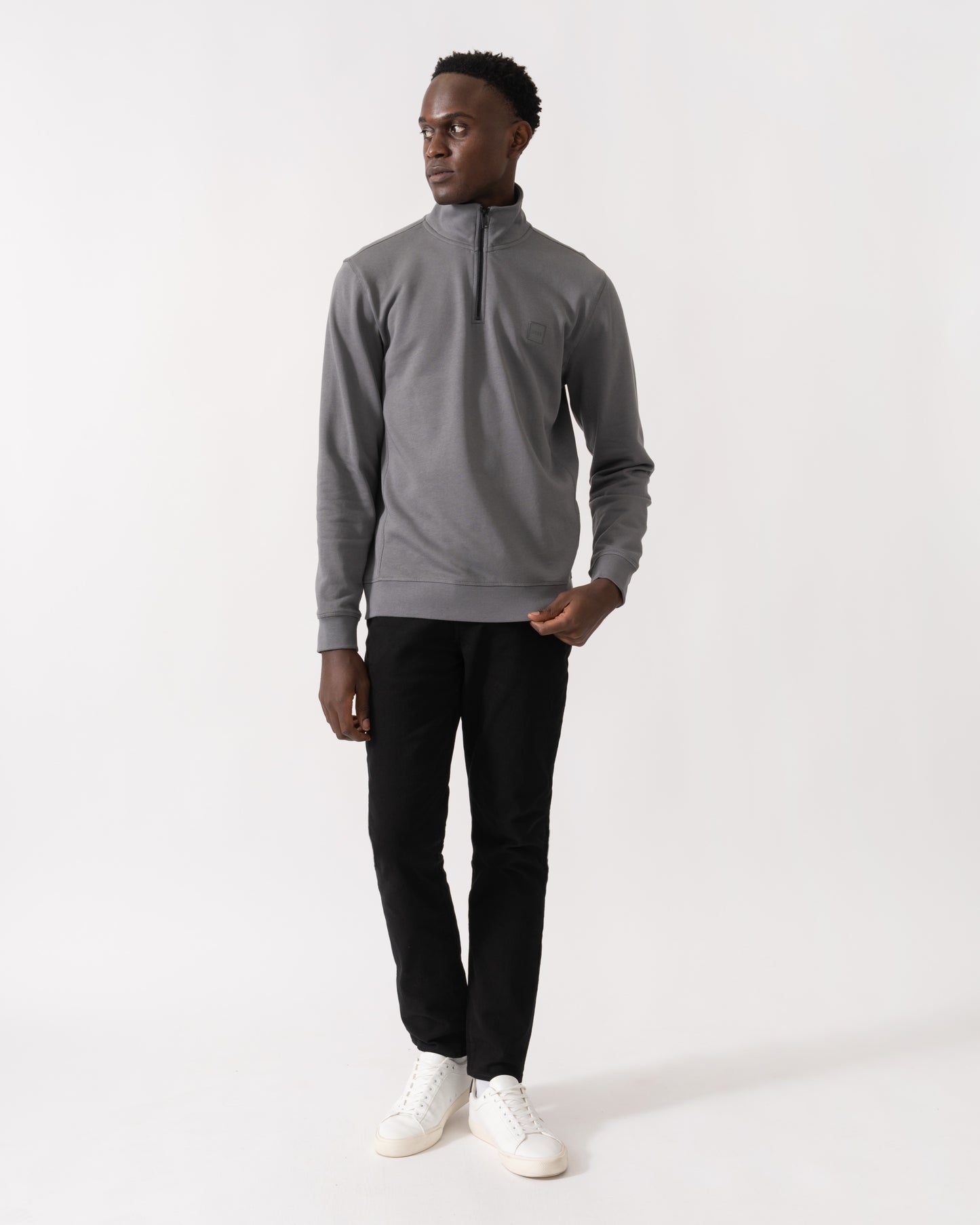 BOSS Orange Zetrust Mens 1/4 Zip Sweatshirt - Open Grey 062
