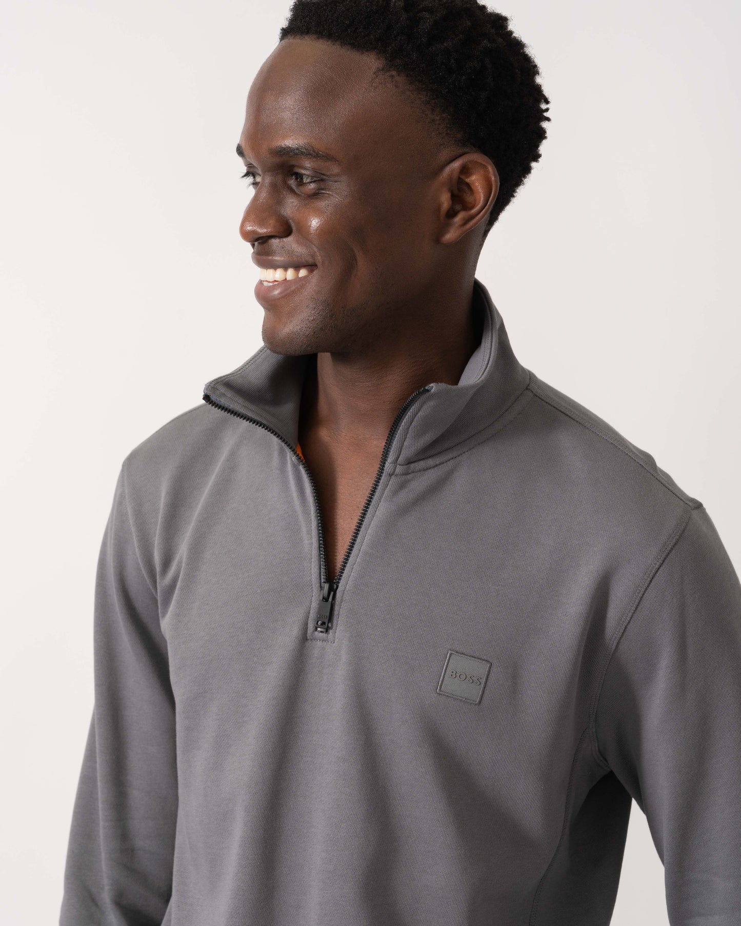 BOSS Orange Zetrust Mens 1/4 Zip Sweatshirt - Open Grey 062