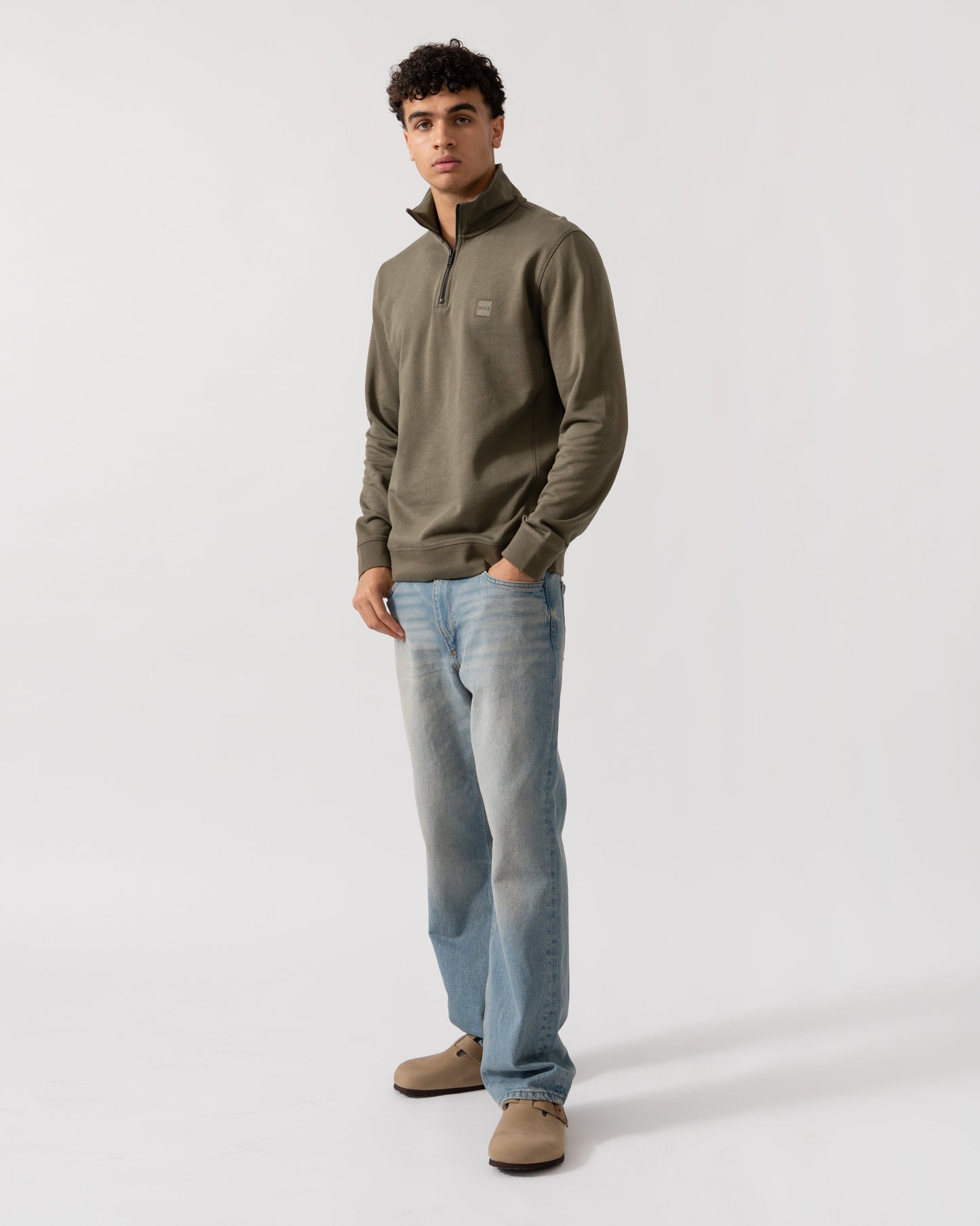 BOSS Orange Zetrust Mens 1/4 Zip Sweatshirt - Open Green 342