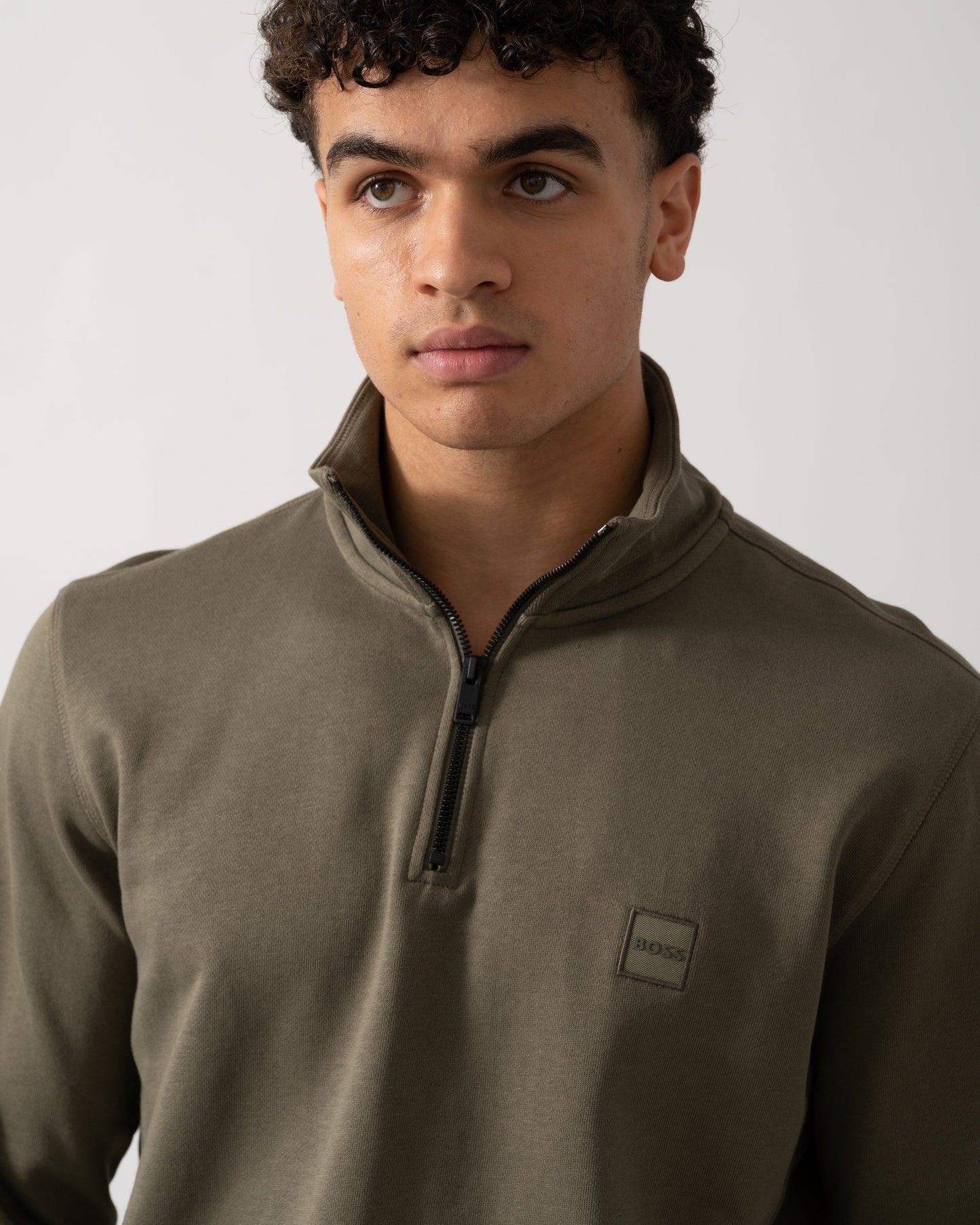BOSS Orange Zetrust Mens 1/4 Zip Sweatshirt - Open Green 342