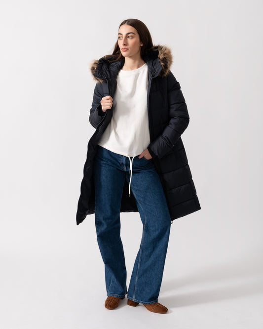 Barbour Rosoman Womens Long Puffer Jacket - Dark Navy