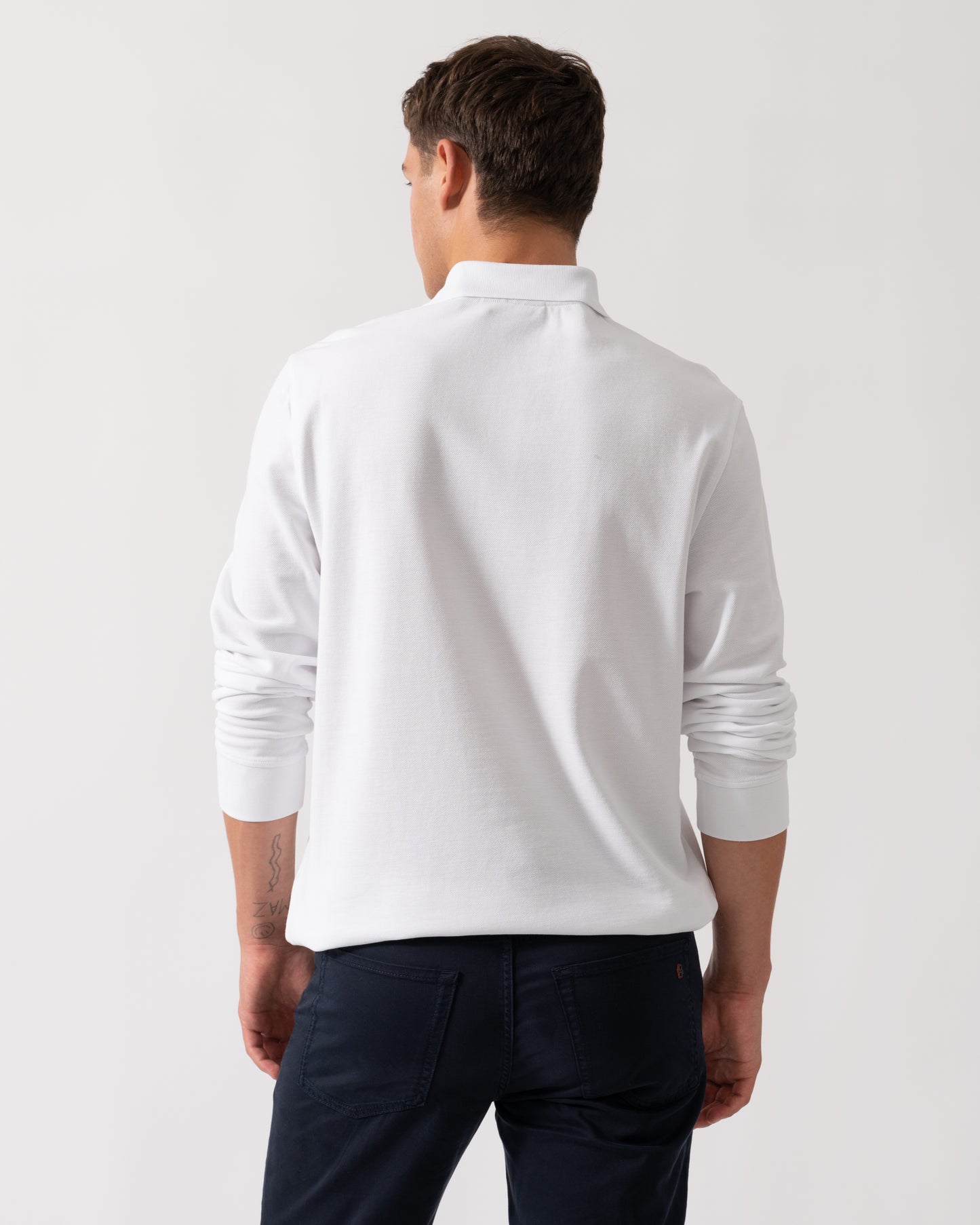 Belstaff Long Sleeved Mens Essentials Polo - White