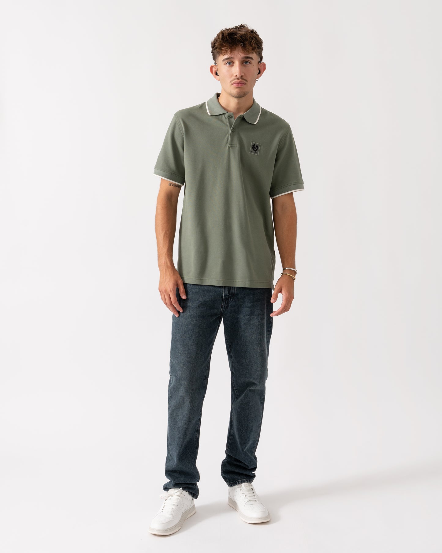 Belstaff Mens Tipped Polo - Sage Green