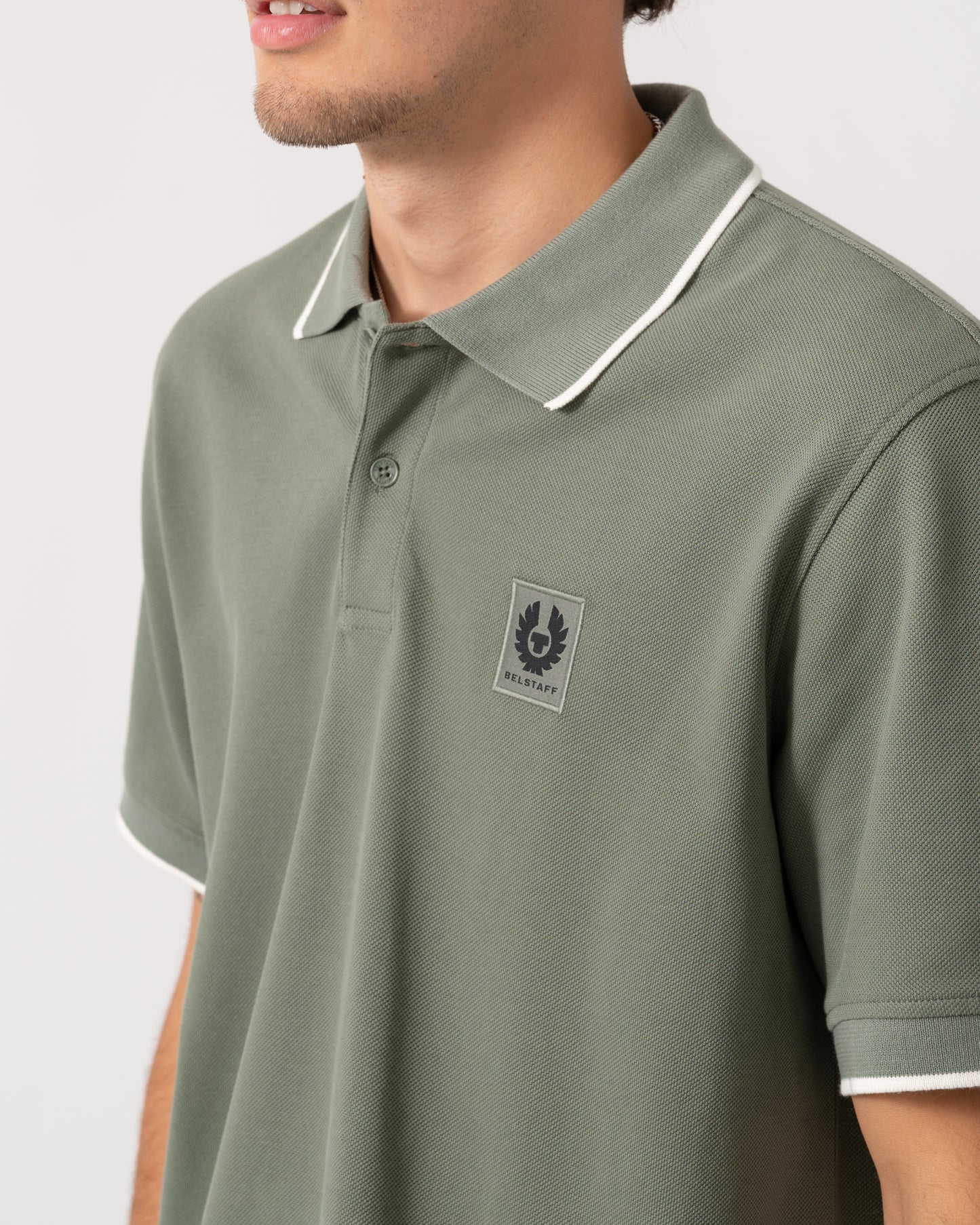 Belstaff Mens Tipped Polo - Sage Green