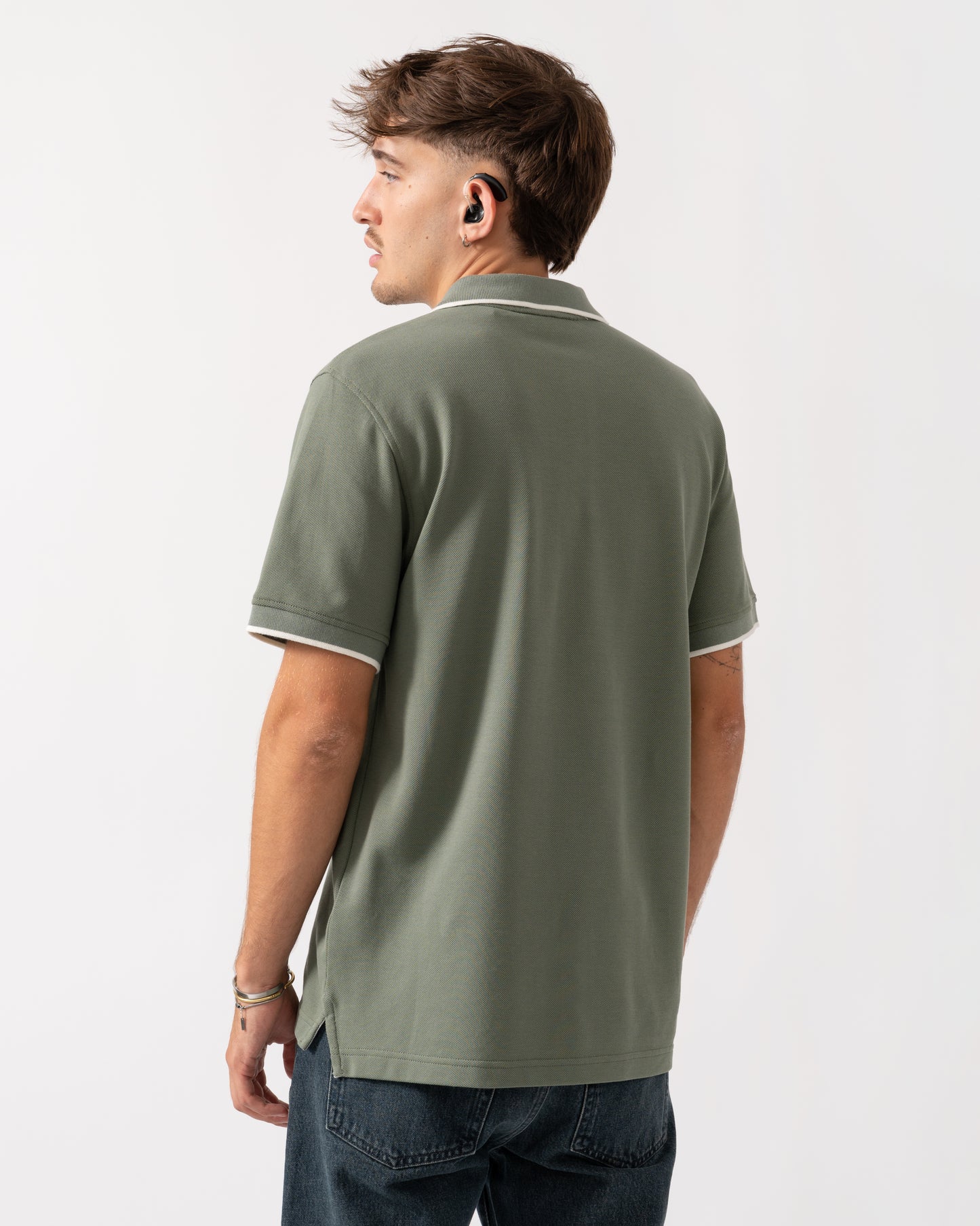 Belstaff Mens Tipped Polo - Sage Green