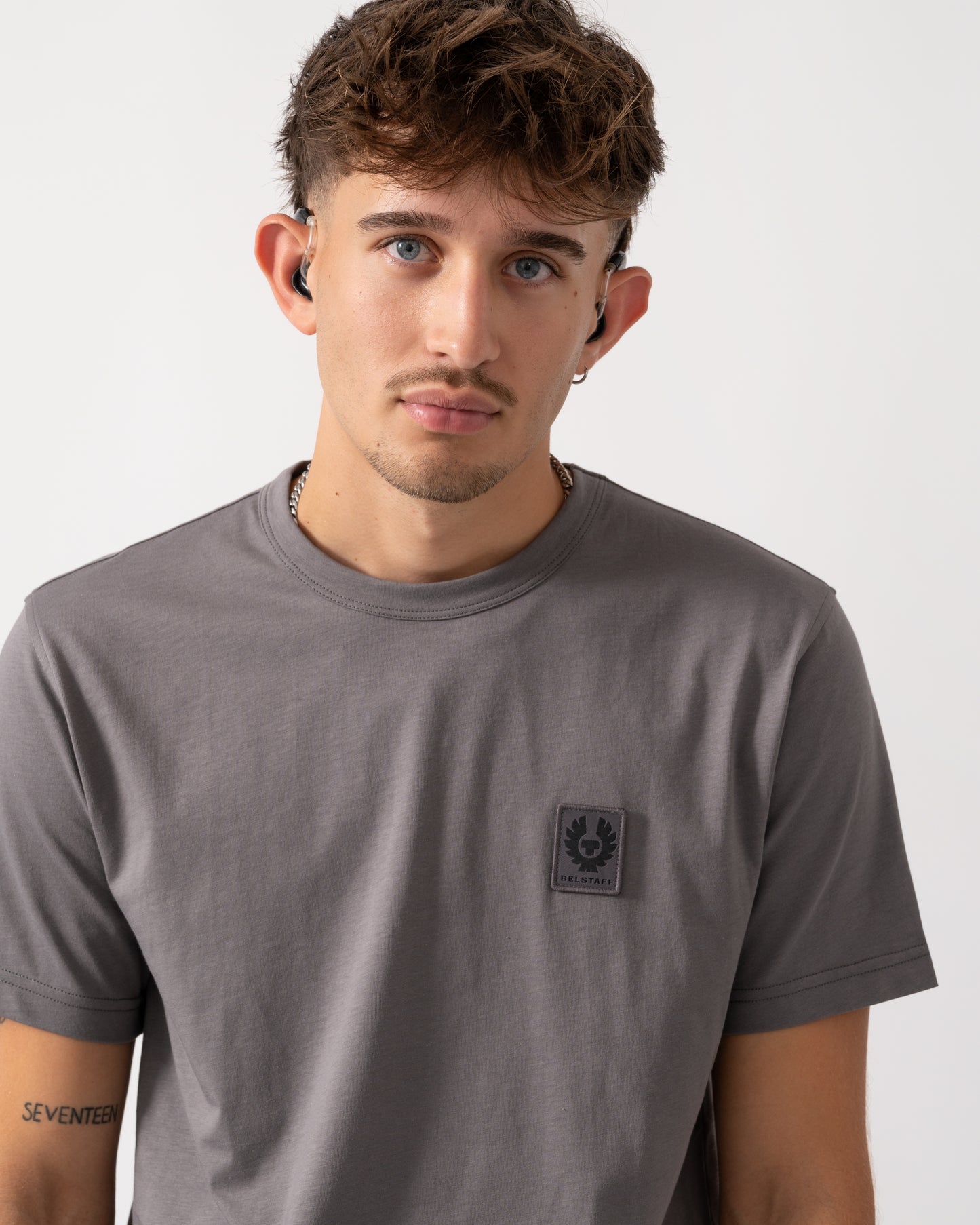 Belstaff Short Sleeved Mens Logo Patch T-Shirt - Tornado Grey