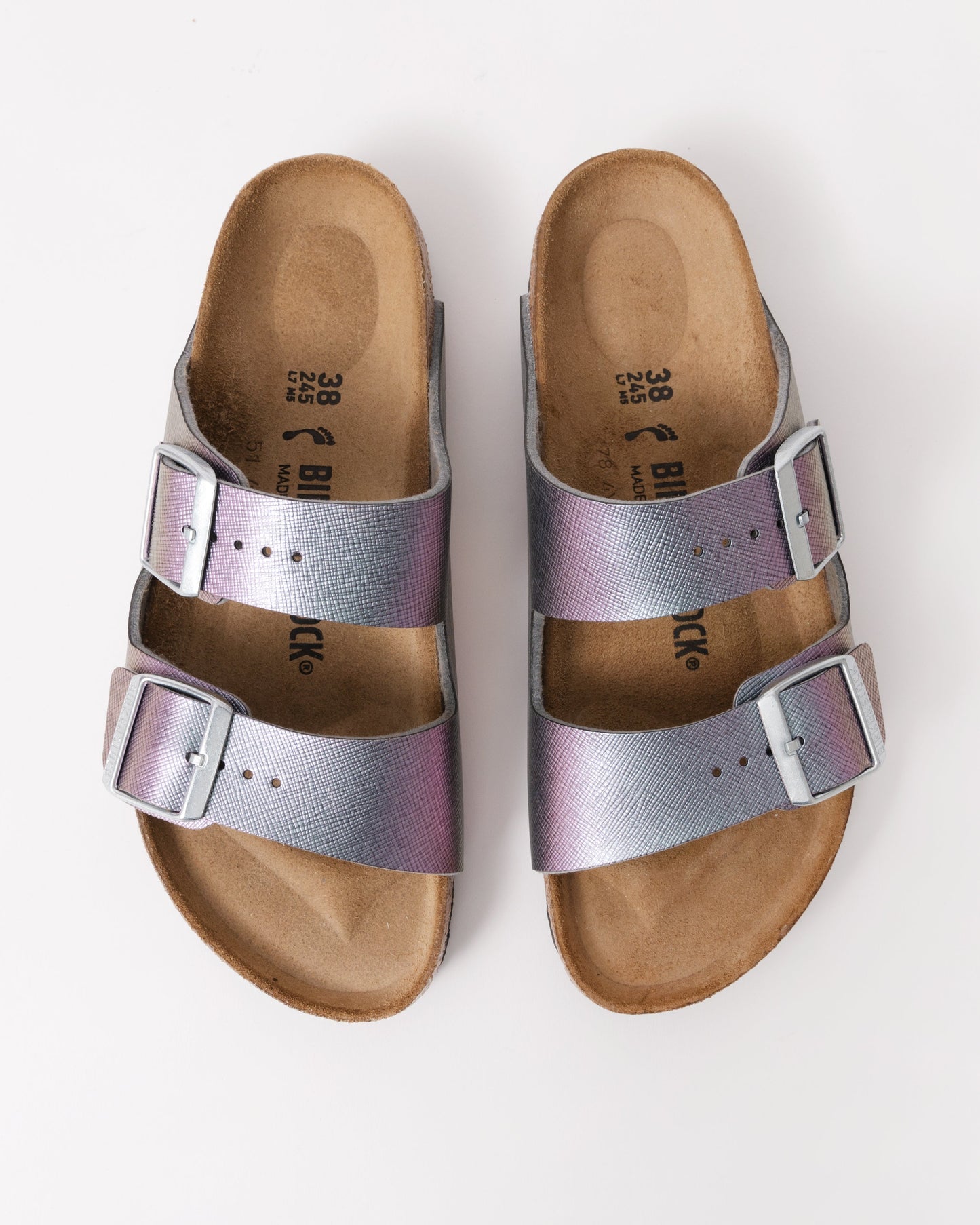 Birkenstock Arizona Embossed Birko-Flor Womens Sandals - Saffiano Iridescent Viola