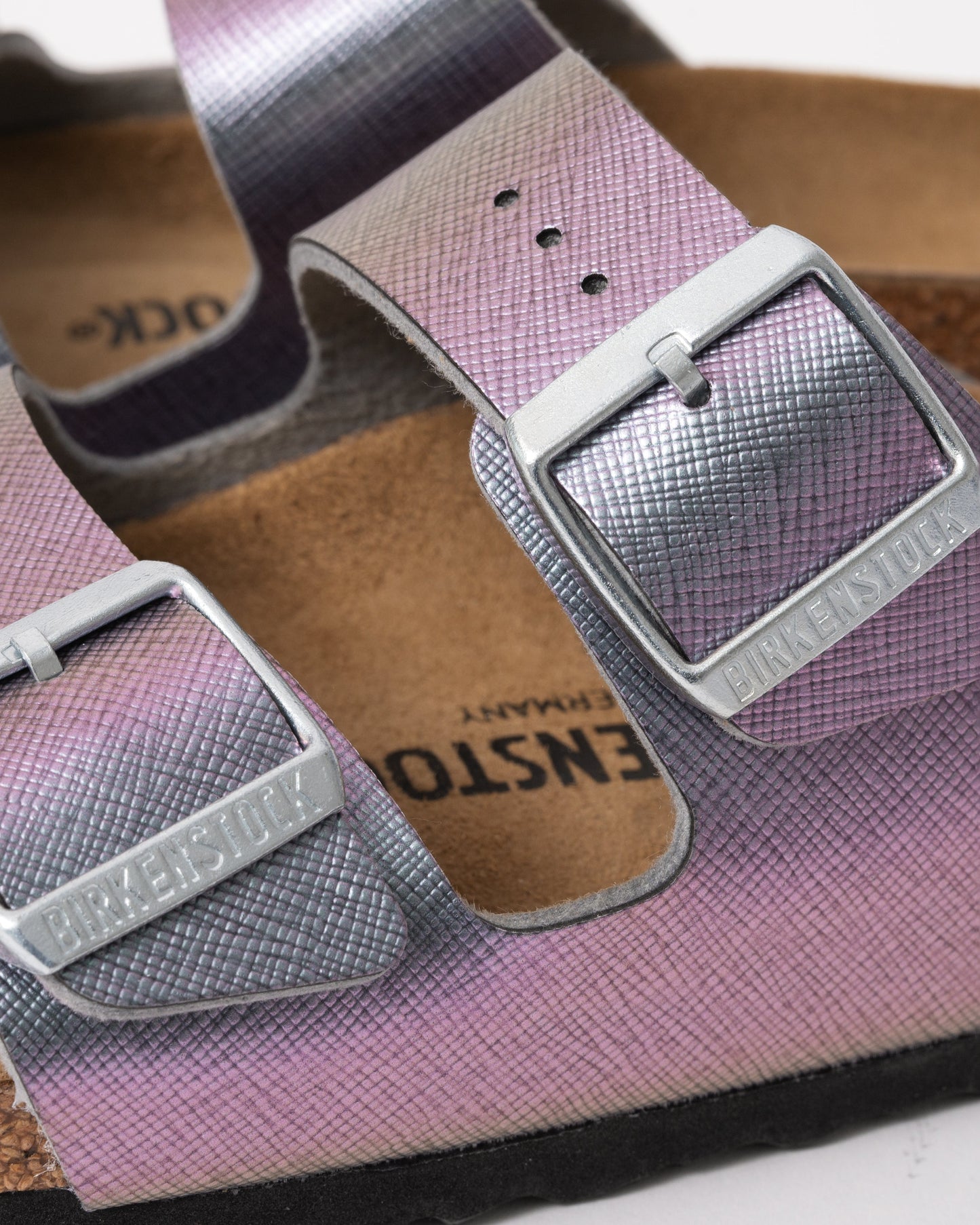 Birkenstock Arizona Embossed Birko-Flor Womens Sandals - Saffiano Iridescent Viola