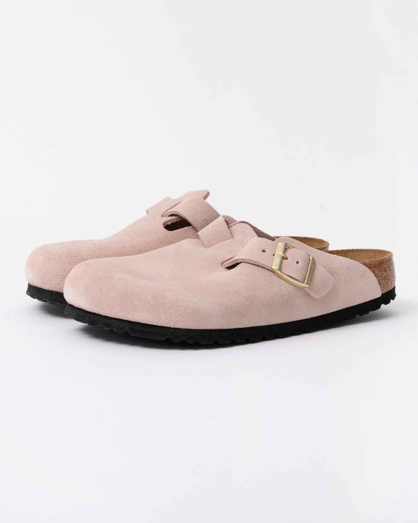 Birkenstock Boston Suede Leather Womens Clogs - Light Rose