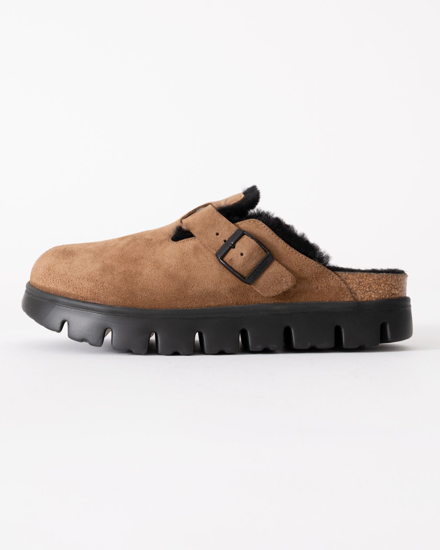 Birkenstock Papillio Boston Chunky Shearling Womens Clogs - Dark Tea