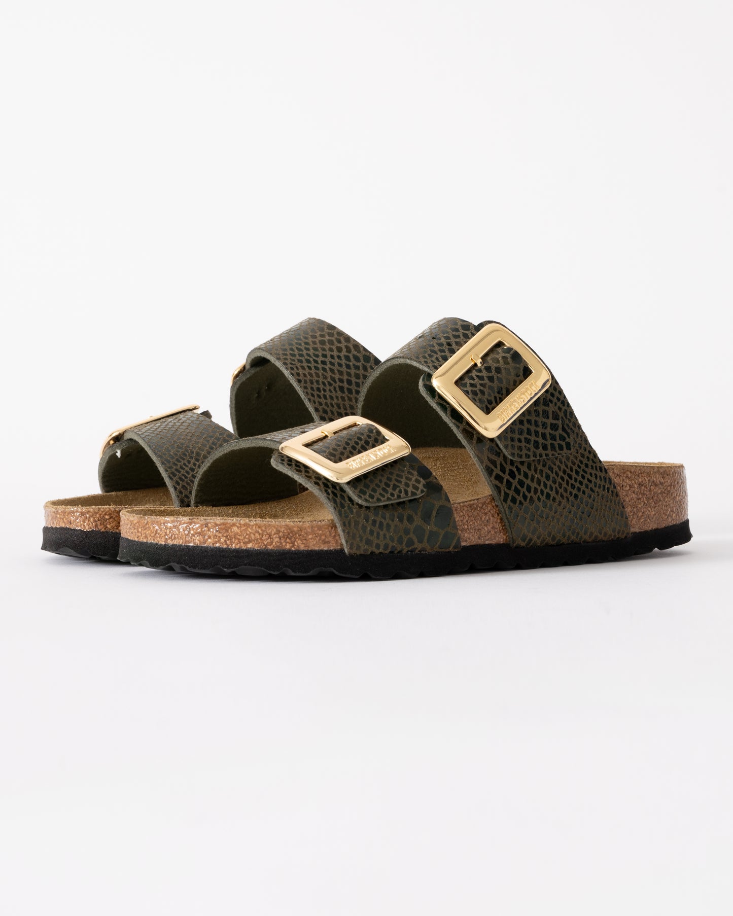 Birkenstock Sydney Big Buckle Synthetic Womens Sandals - Shiny Snake Sage
