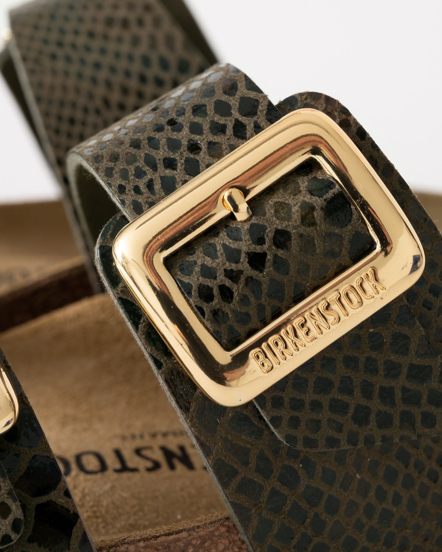 Birkenstock Sydney Big Buckle Synthetic Womens Sandals - Shiny Snake Sage