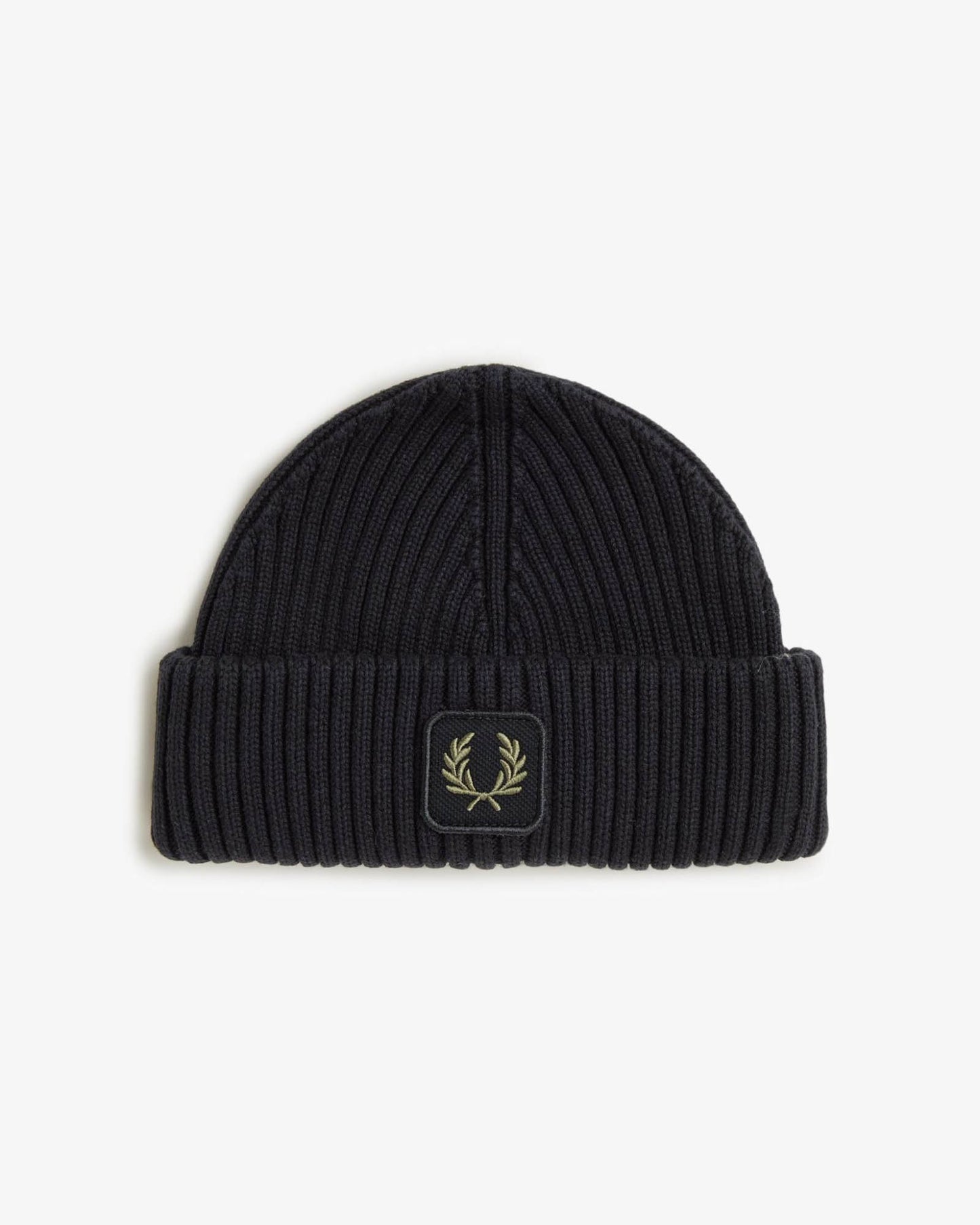 Fred Perry Mens Cotton Ribbed Beanie - Black 102