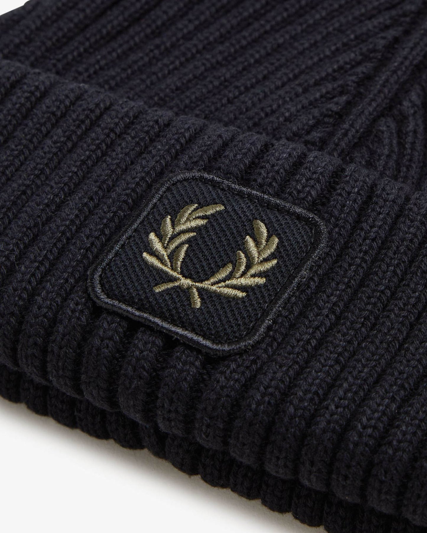 Fred Perry Mens Cotton Ribbed Beanie - Black 102