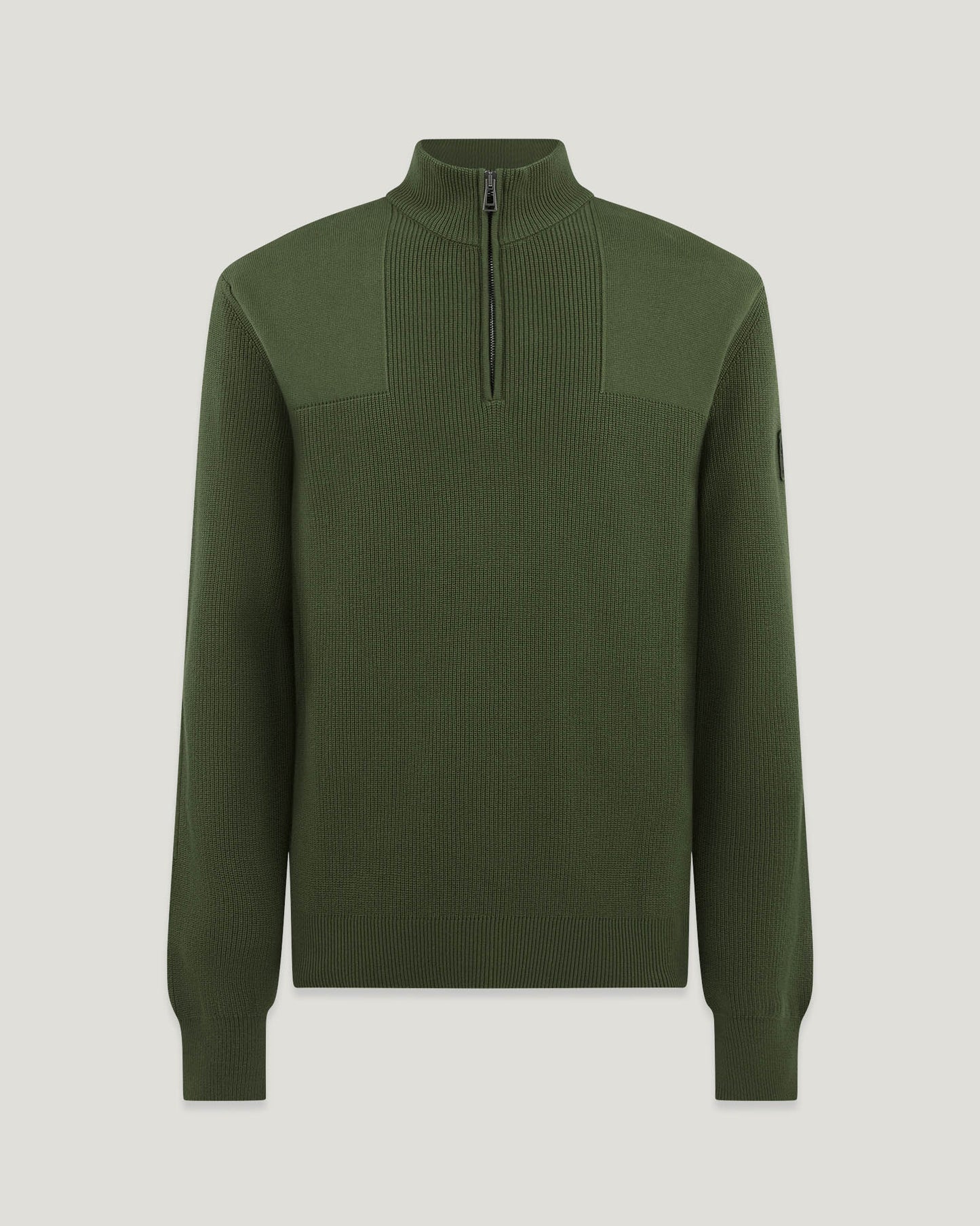 Belstaff Commander Mens Quarter Zip Jumper - True Olive