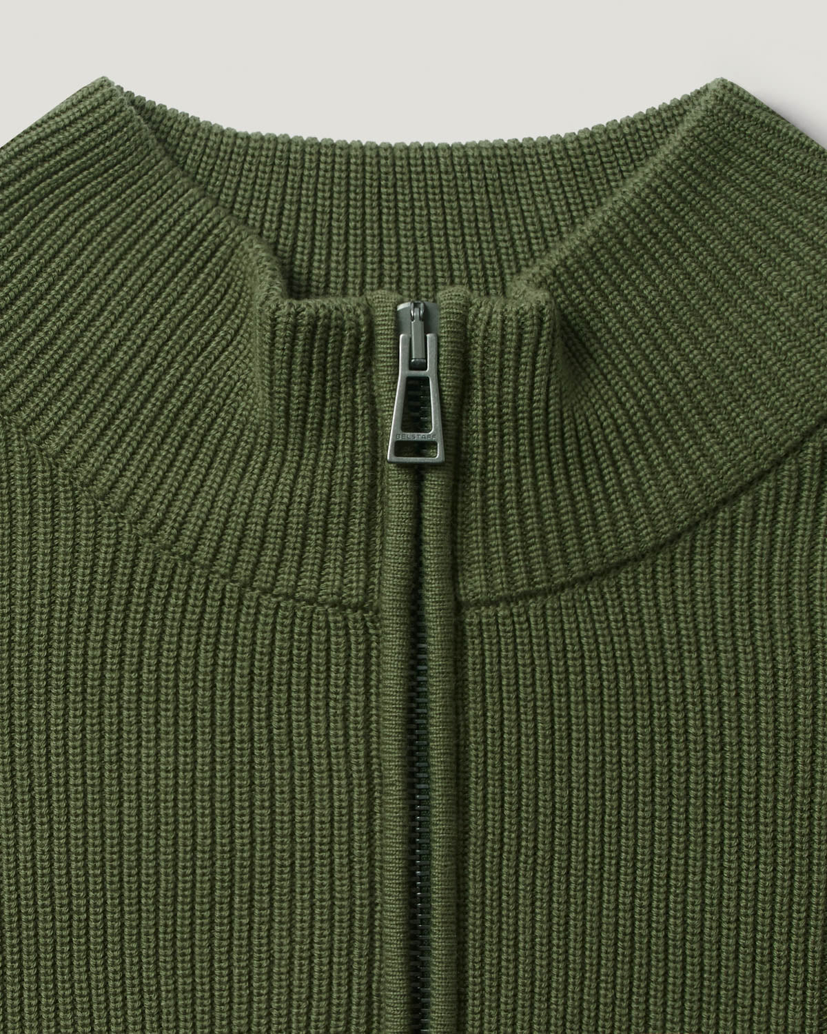 Belstaff Commander Mens Quarter Zip Jumper - True Olive