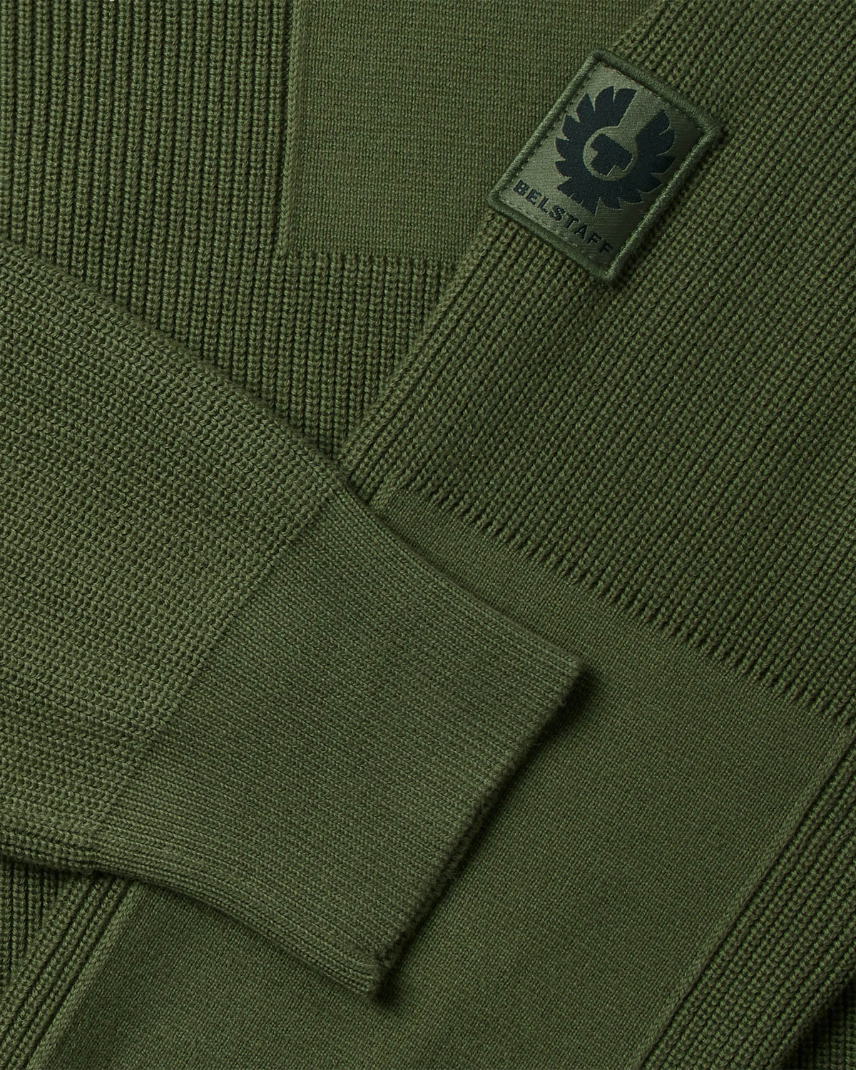Belstaff Commander Mens Quarter Zip Jumper - True Olive