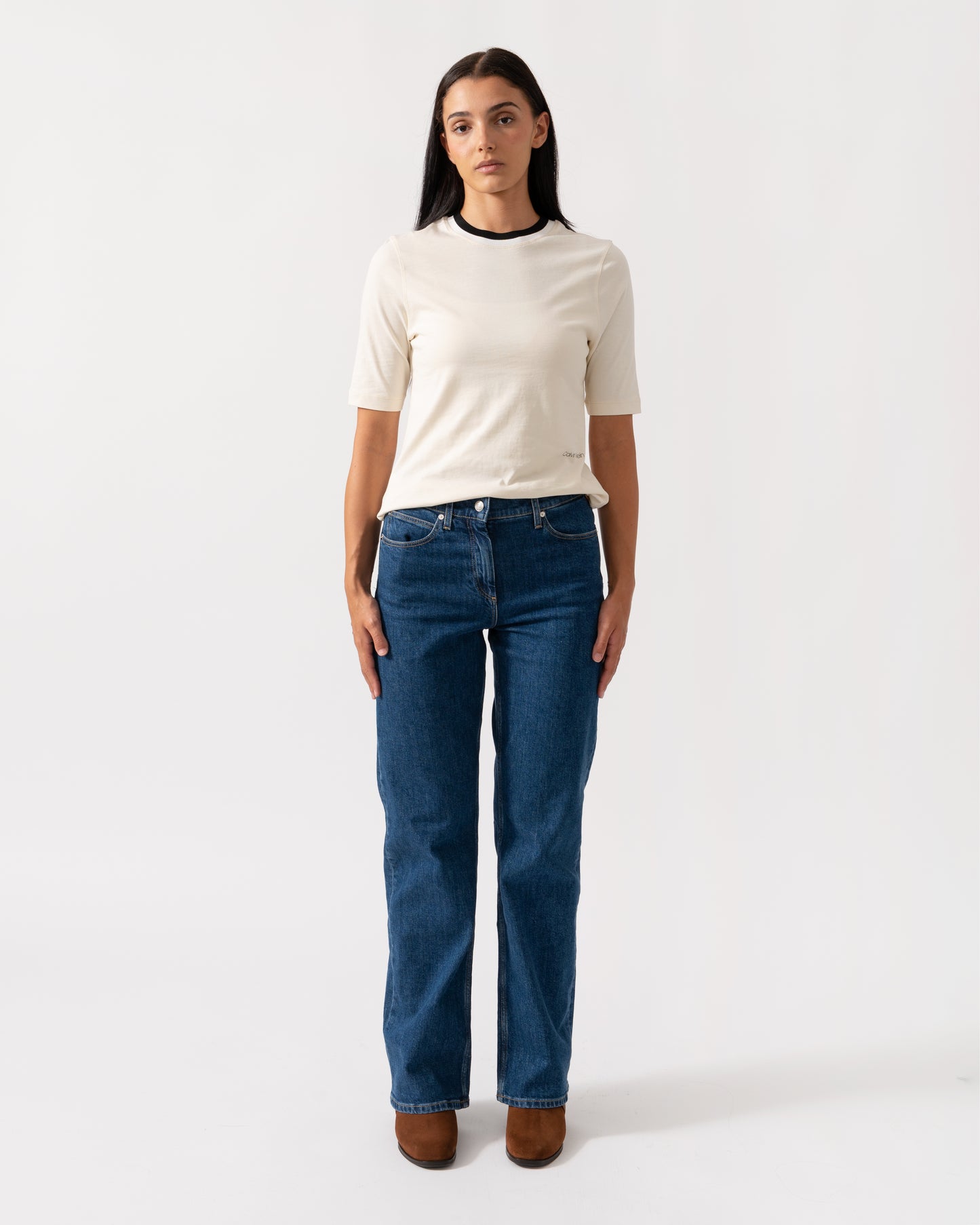 Calvin Klein Viscose Rib Detail Womens Tee