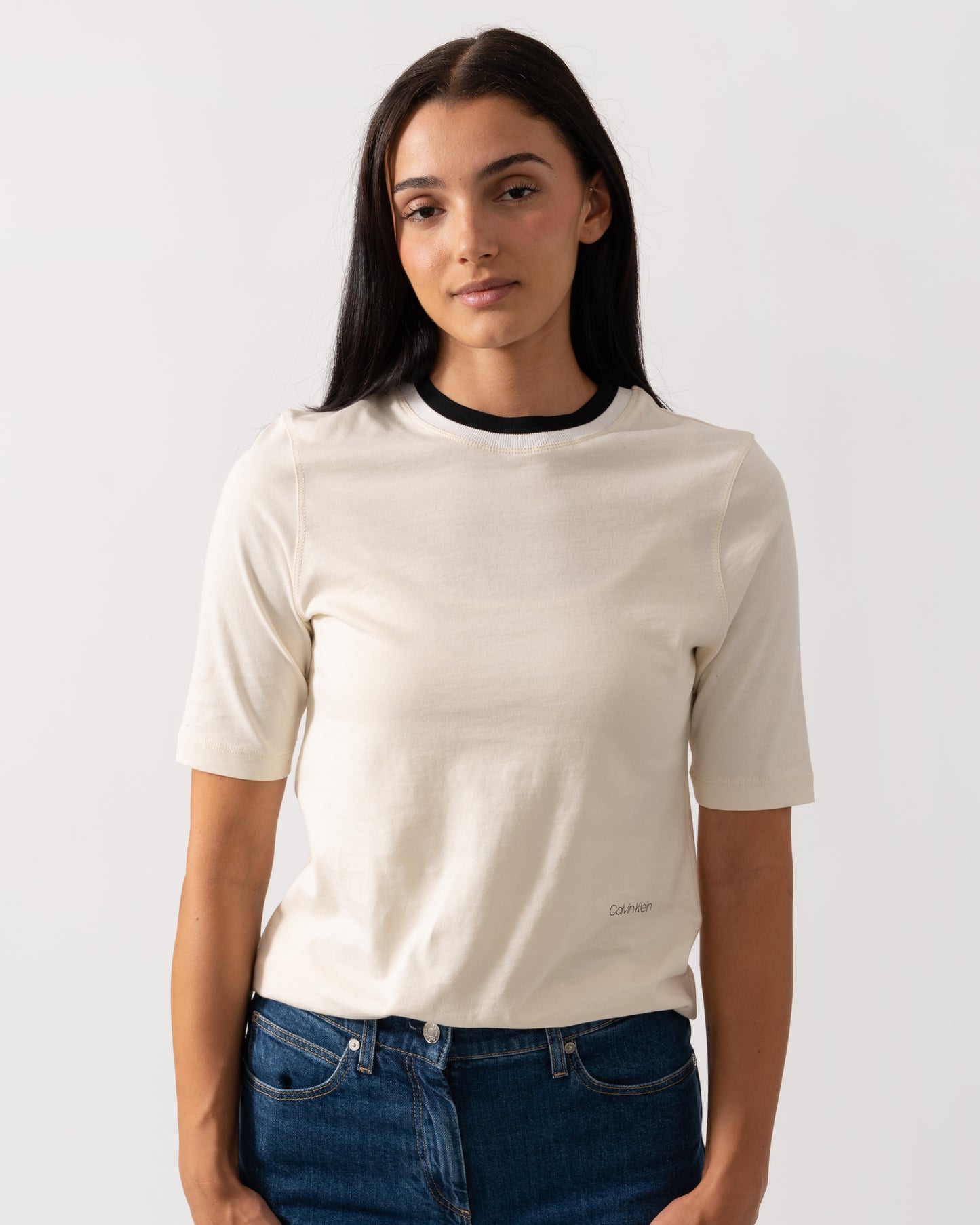 Calvin Klein Viscose Rib Detail Womens Tee