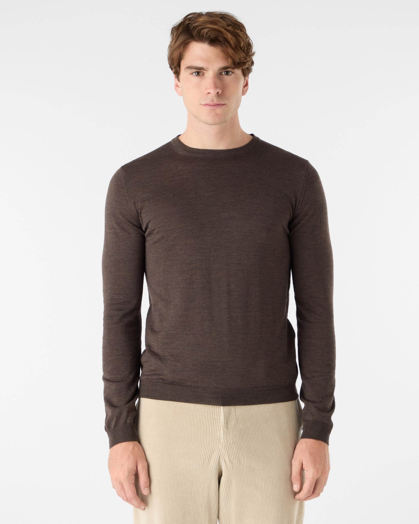 Oliver Sweeney Camber Mens Crew Neck Jumper - Chocolate Marl