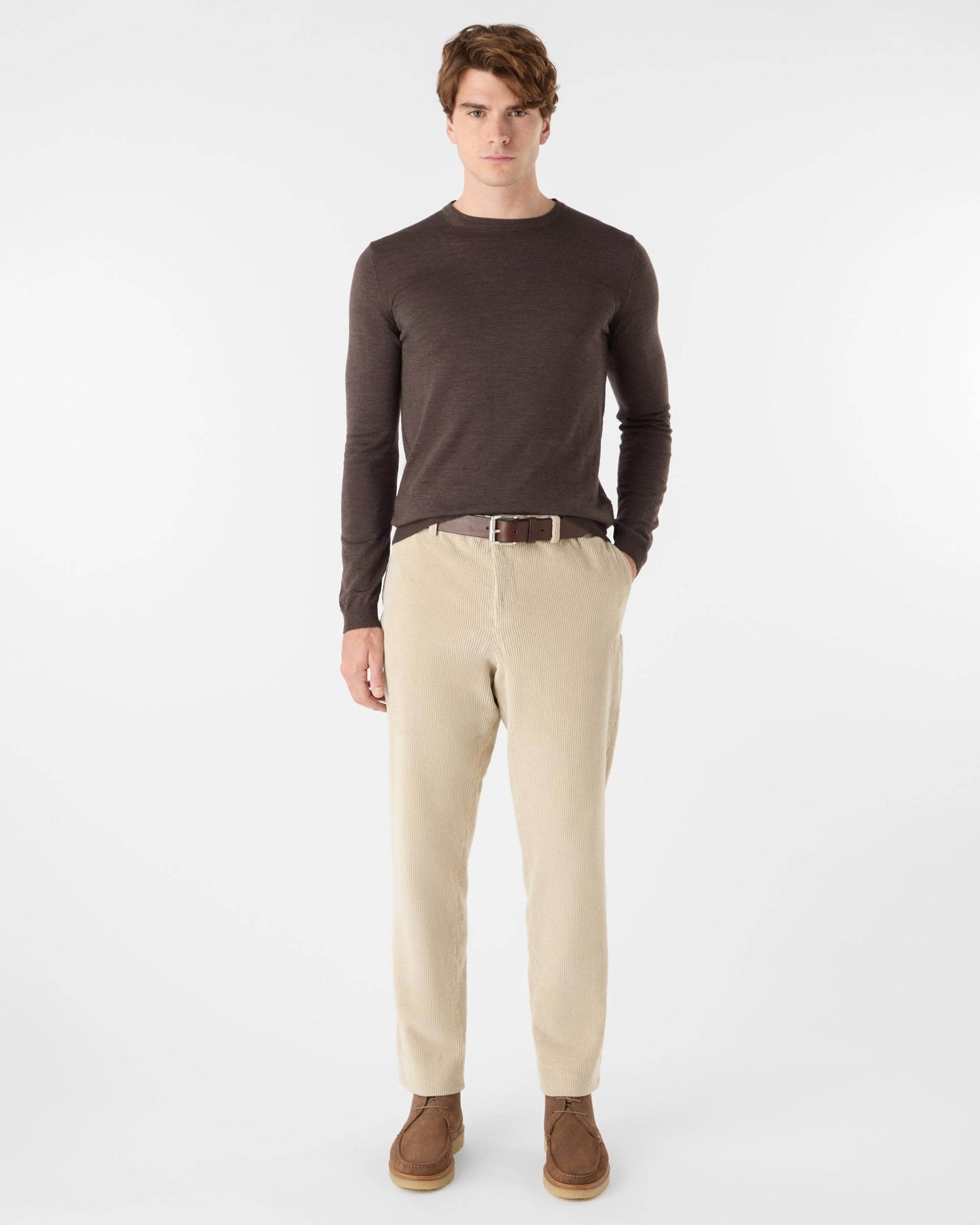 Oliver Sweeney Camber Mens Crew Neck Jumper - Chocolate Marl