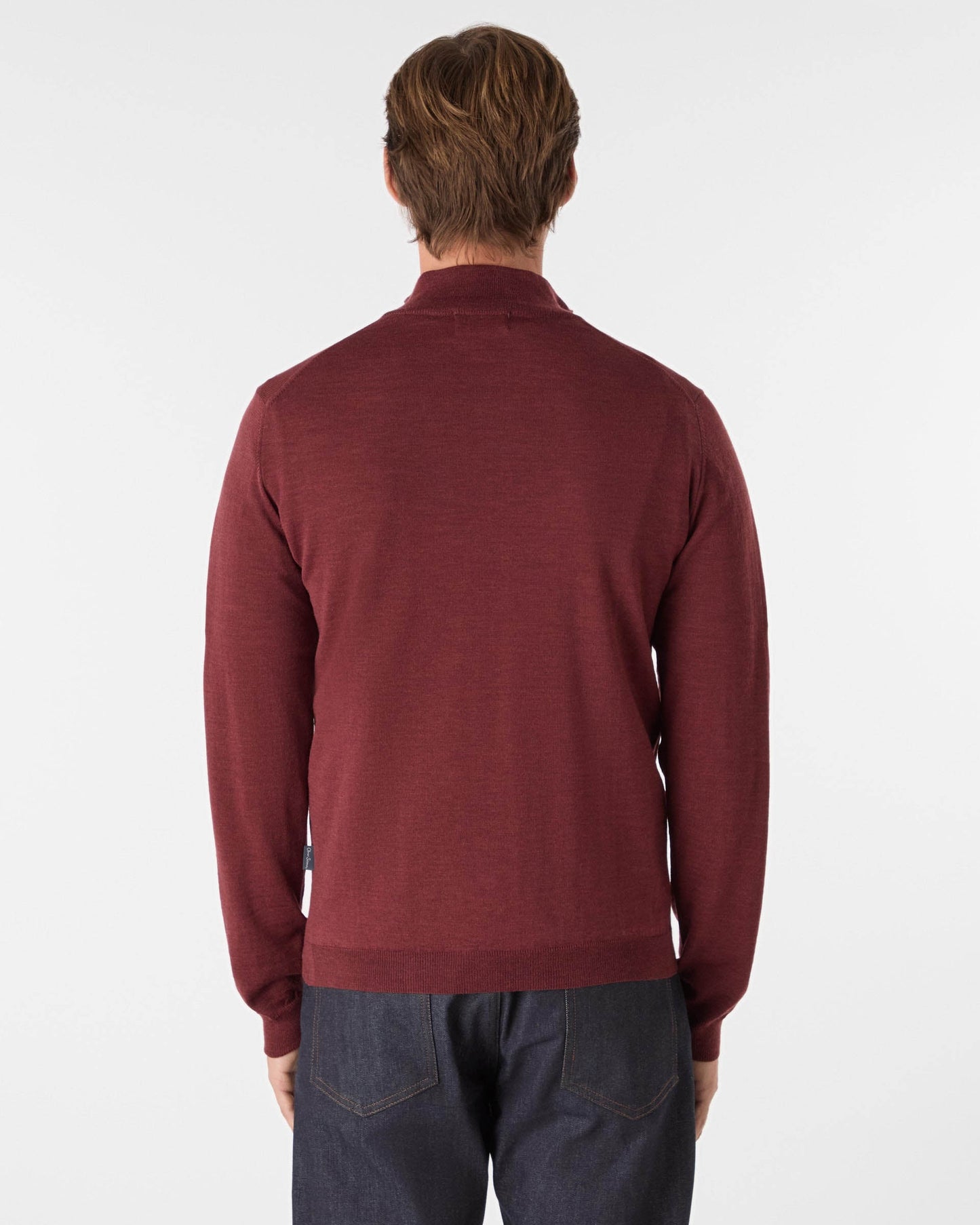 Oliver Sweeney Curragh Mens 1/4 Zip Funnel Neck Merino Wool Jumper - Mulberry Marl