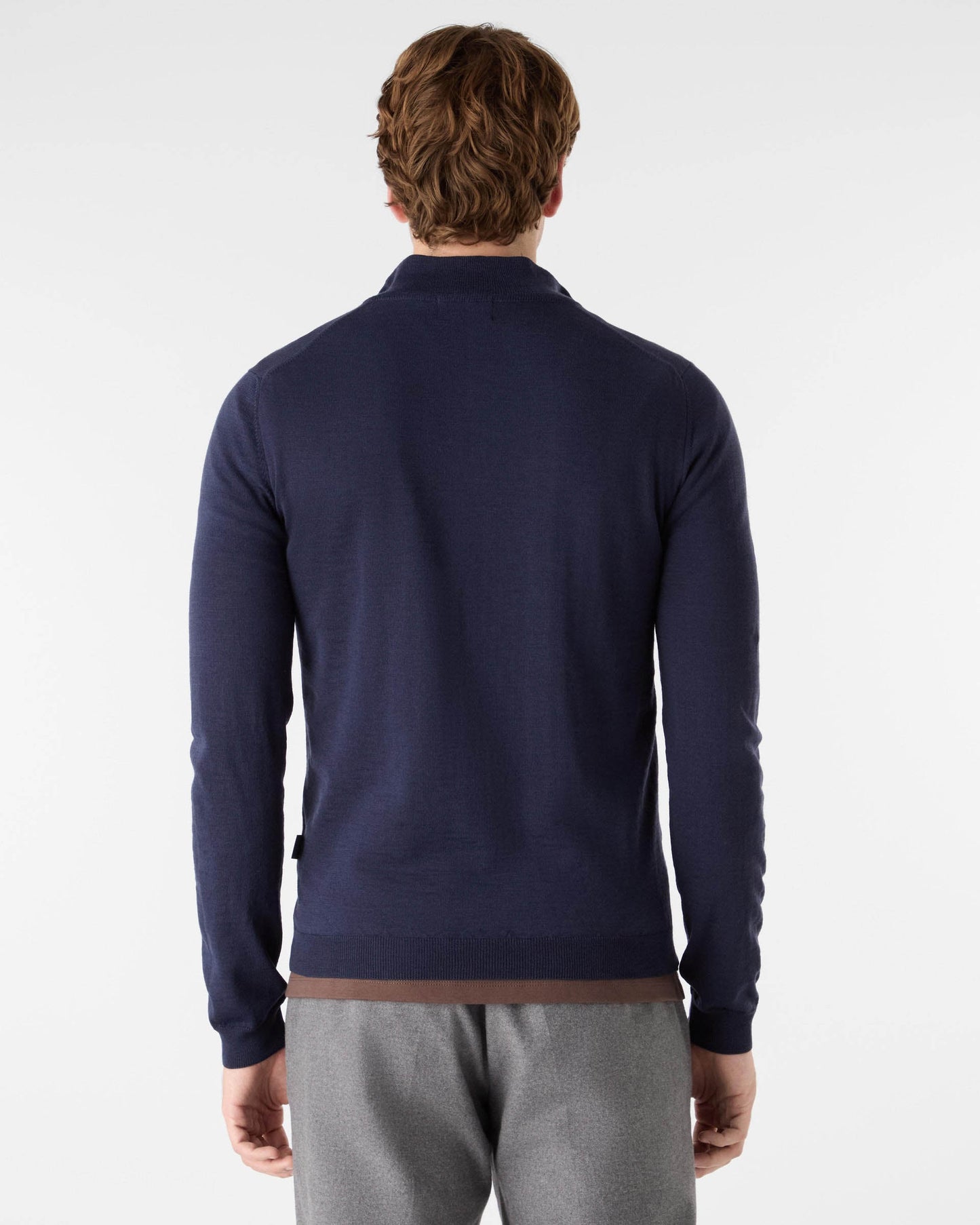 Oliver Sweeney Curragh Mens 1/4 Zip Funnel Neck Merino Wool Jumper - Navy Marl
