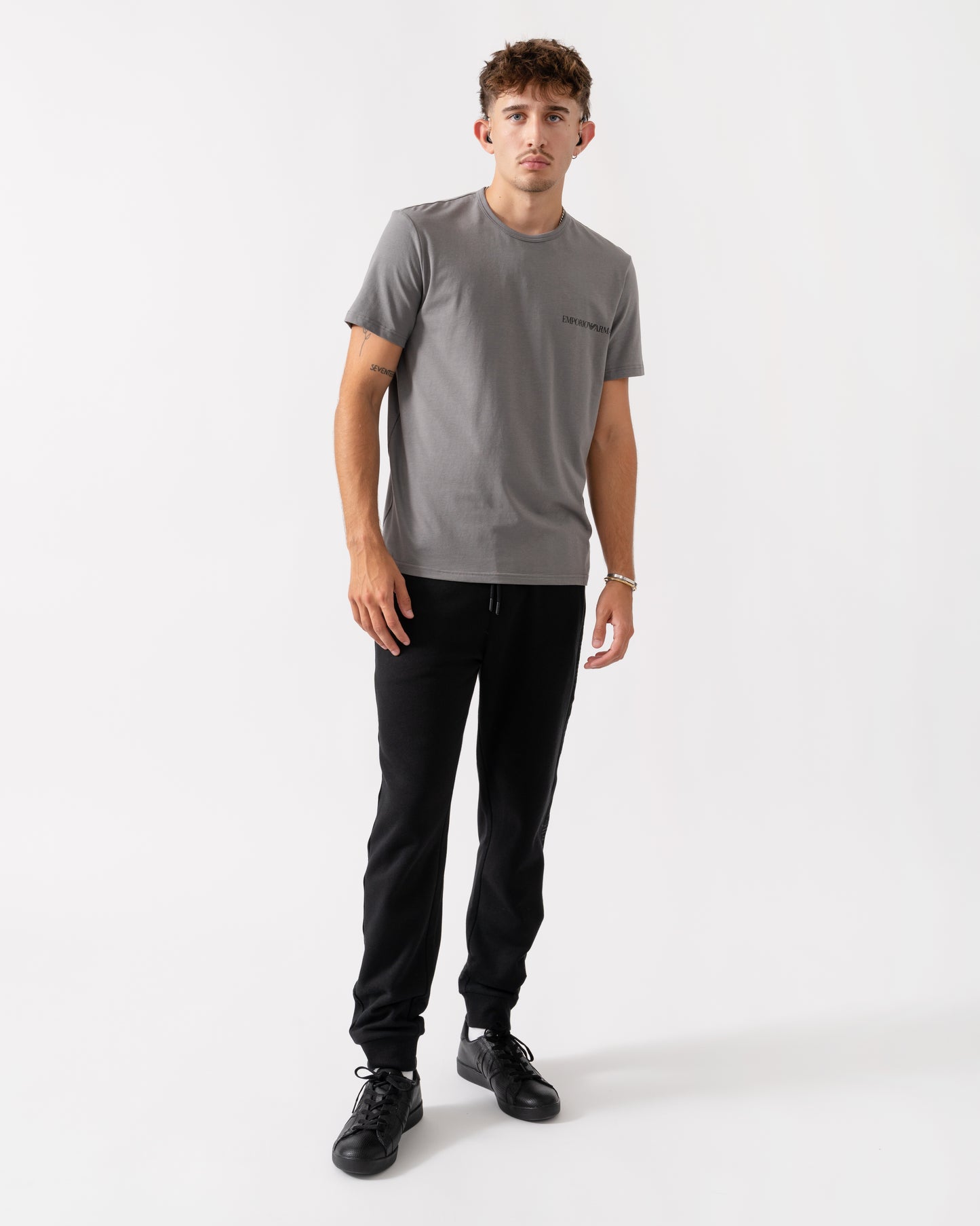 Emporio Armani 2 Pack Mens Loungewear Tops EM000391-AF10779 - Shade/Black M8014