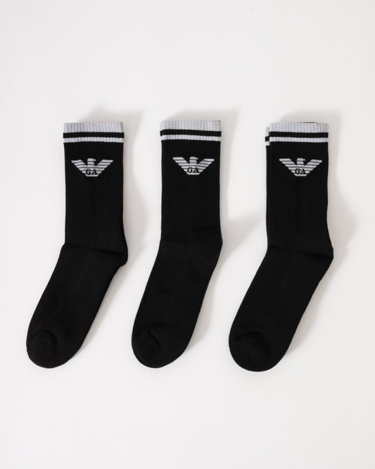 Emporio Armani 3-Pack Mens Socks EM000554-AF18145 Black/Black/Black MC061