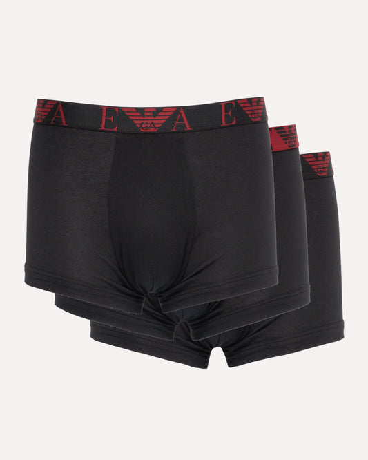 Emporio Armani 3 Pack Mens Boxer Briefs with Bold Monogram Logo - Black/Black/Black MC406