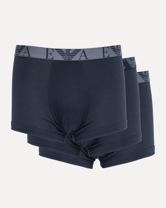 Emporio Armani 3 Pack Mens Boxer Briefs with Bold Monogram Logo - Blue/Blue/Blue MB254