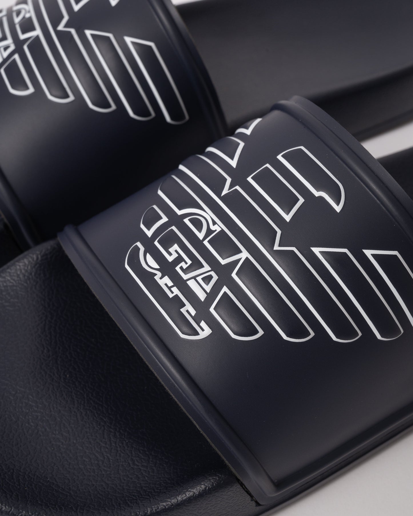 Emporio Armani Mens Embossed Eagle Slides - Blue/White