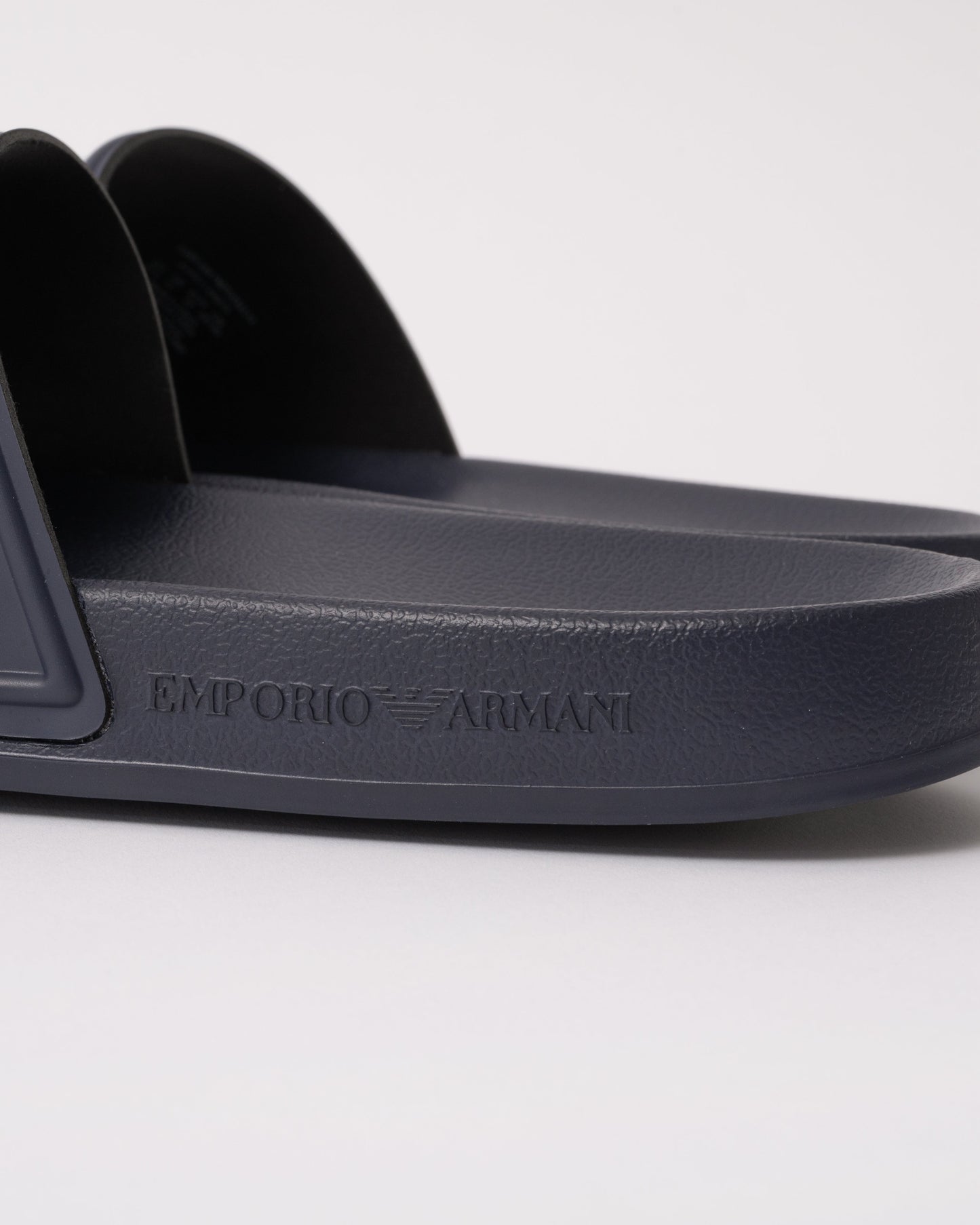 Emporio Armani Mens Embossed Eagle Slides - Blue/White