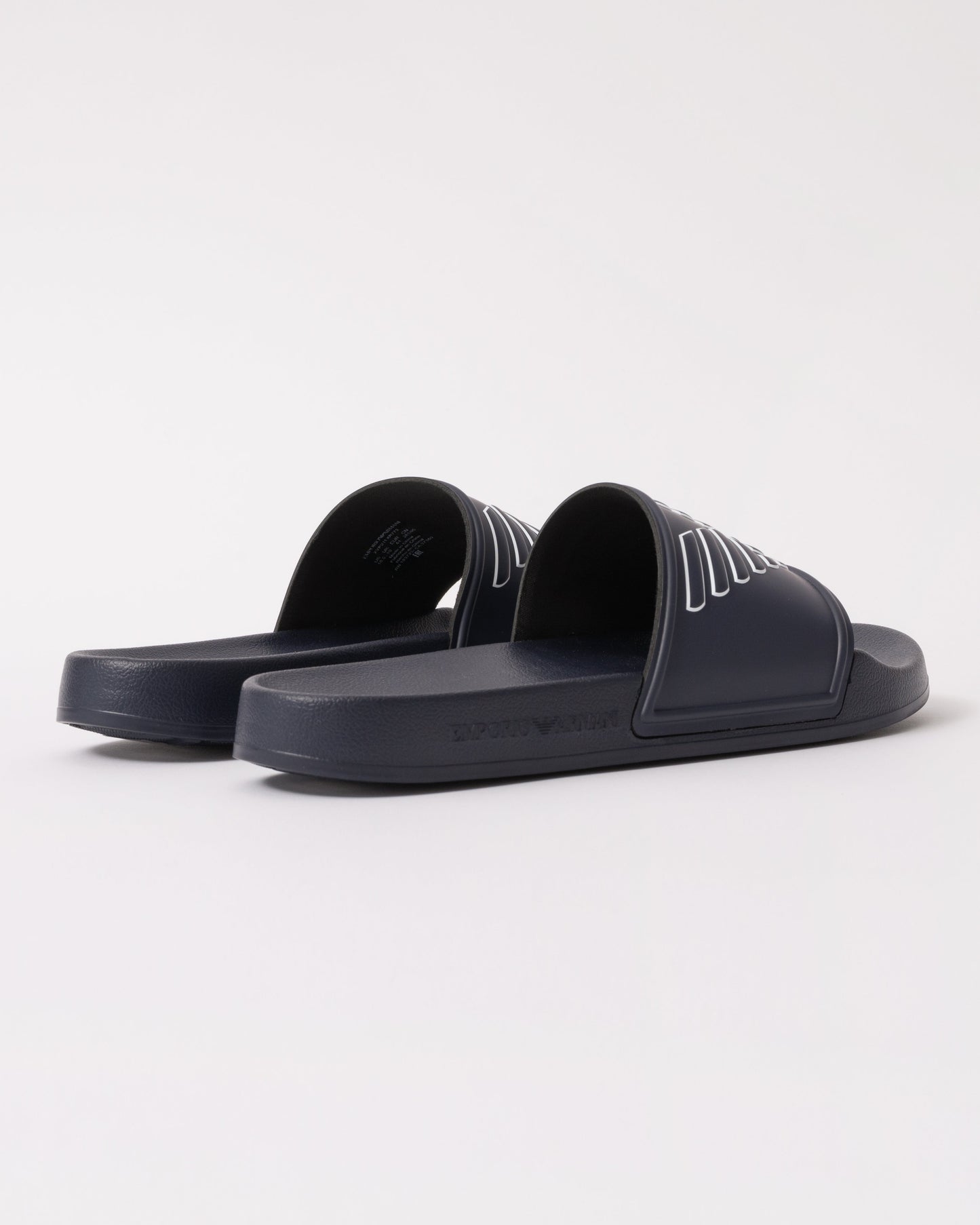 Emporio Armani Mens Embossed Eagle Slides - Blue/White