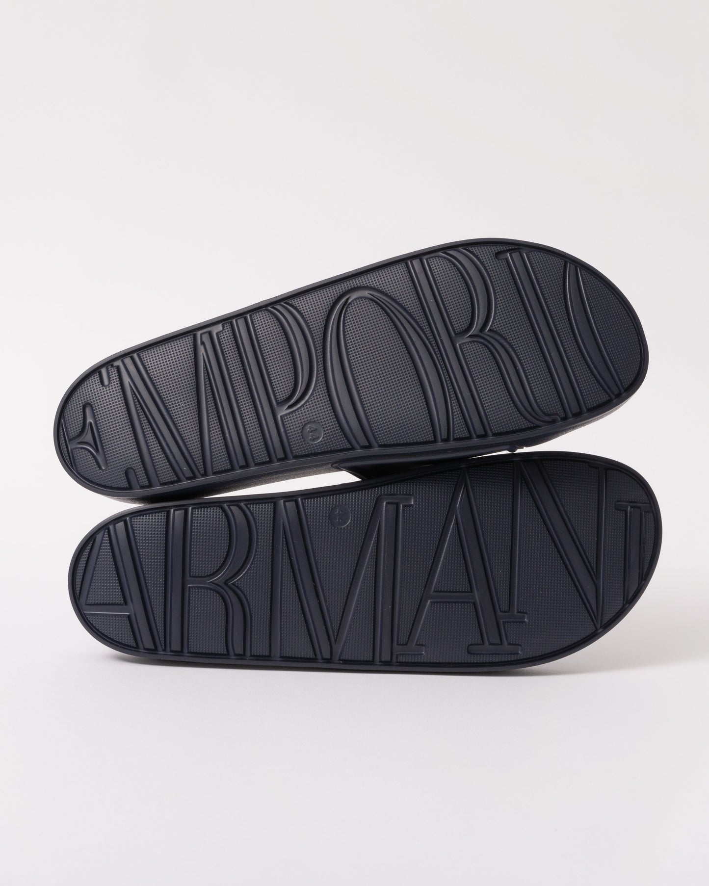 Emporio Armani Mens Embossed Eagle Slides - Blue/White
