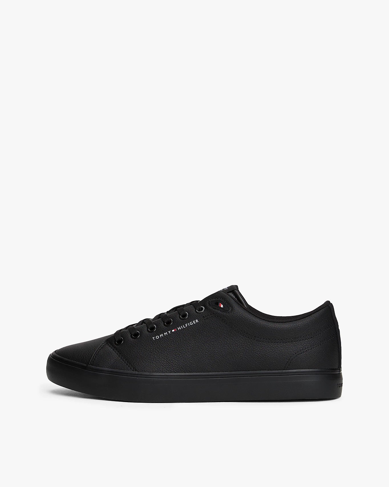 Tommy Hilfiger TH Core Low-Top Mens Vulcanised Leather Trainers - Black